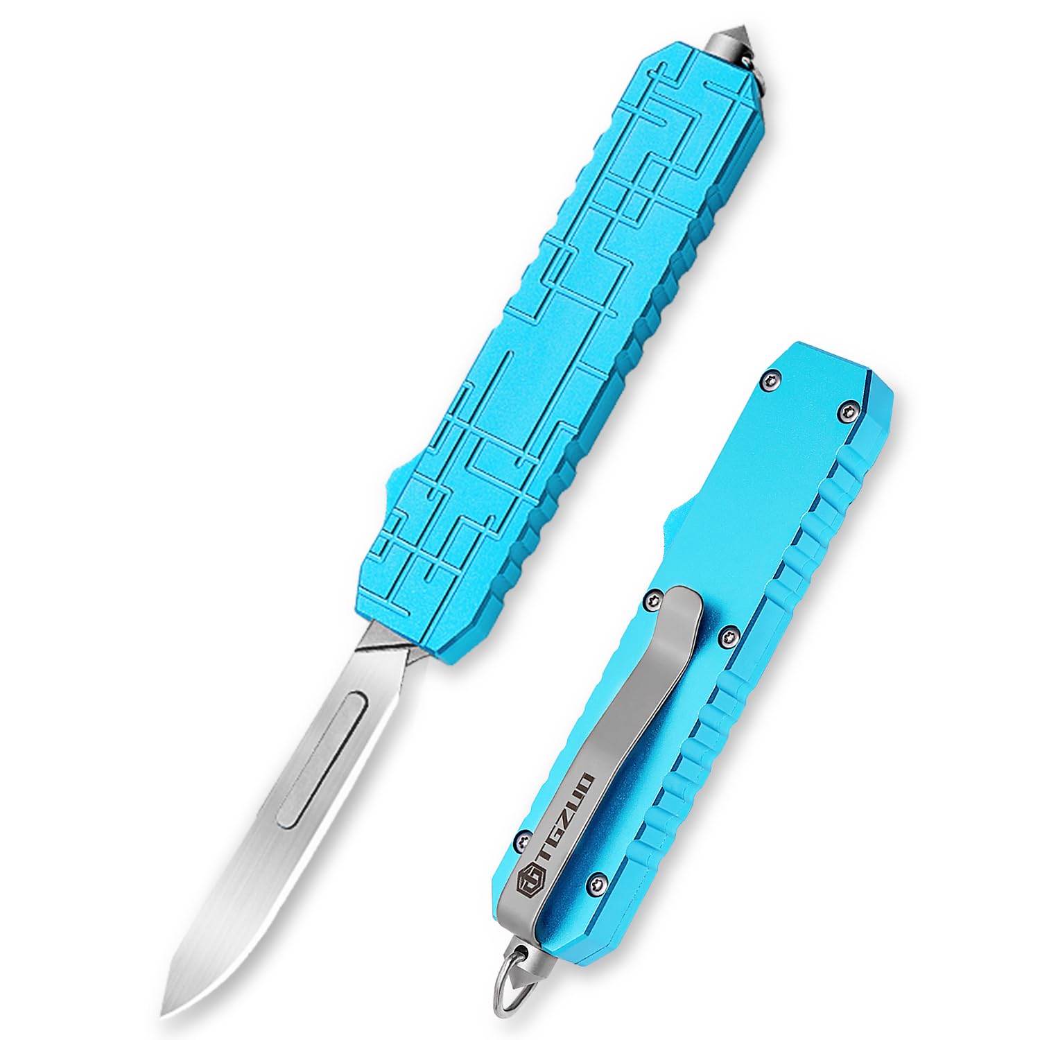 TGZUO Aluminium Alloy Pocket Knife with Clip, Folding EDC Utility Knife, Box Cutter with 10pcs Carbon Steel Blades