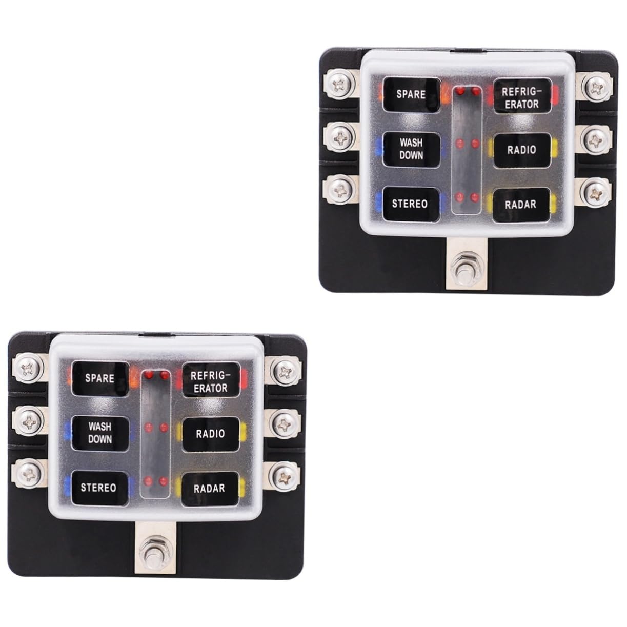 2 Piezas 6 Fusible de Coche Color Fusible de Audio del Coche fusibles automáticos fusibles de Coche Ruido Positivo de la batería Tornillo Caja de fusibles portafusibles