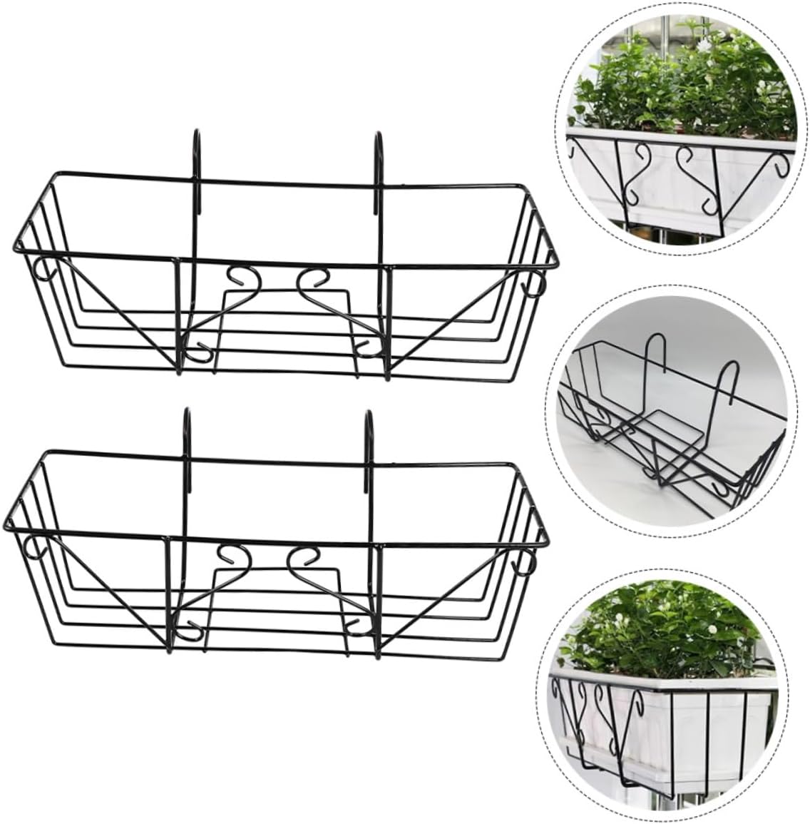 2pcs Railing Plant Rack Sturdy Hanging Flowerpot Holder for Balcony Courtyard Decorative Planter Bracket Design
