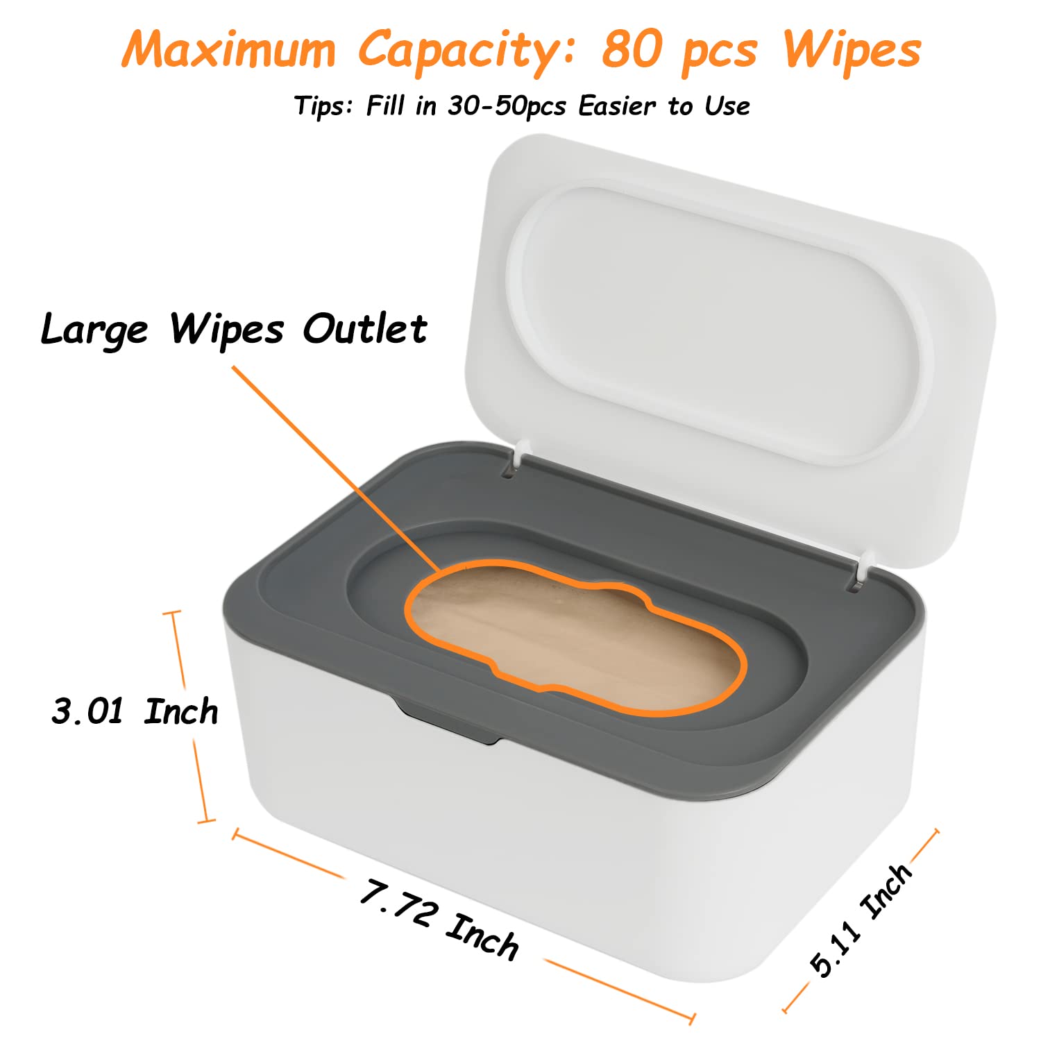 Wipes Dispenser, Wipe Holder for Baby & Adult, Seposeve Refillable Wipe Container, Keeps Wipes Fresh, One-Handed Operation. Non-Slip, Easy Open/Close Wipes Pouch Case, (Grey) : Baby