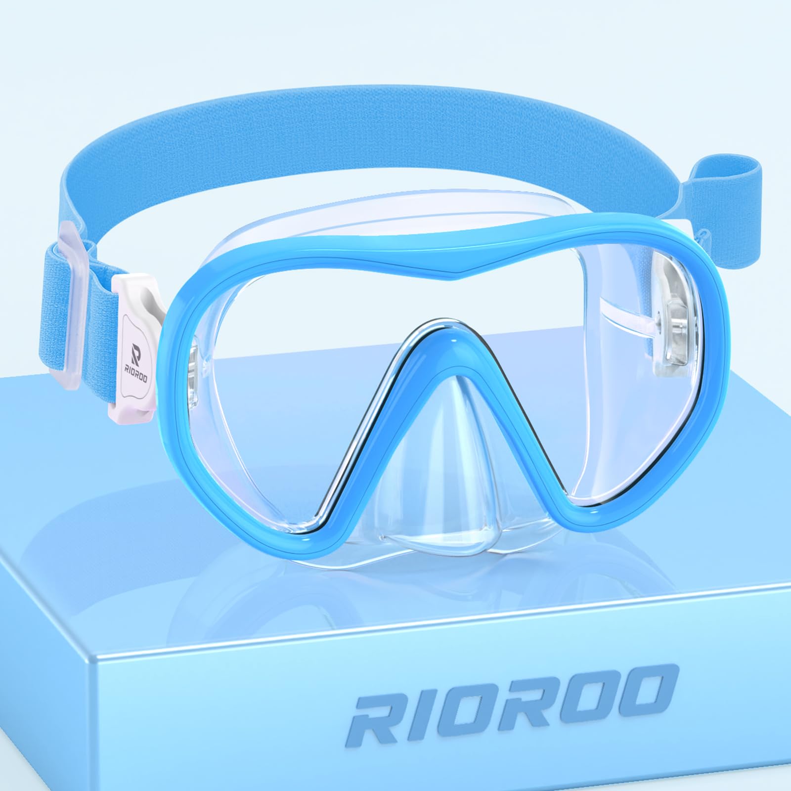 RIOROO Kids Snorkel Mask with Fabric Strap, Swimming Goggles for Boys Girls Youth, Diving Mask with Nose Cover, 180° Panoramic HD, Anti-Fog and Anti-Leak kids swim goggles for 4-16 Years