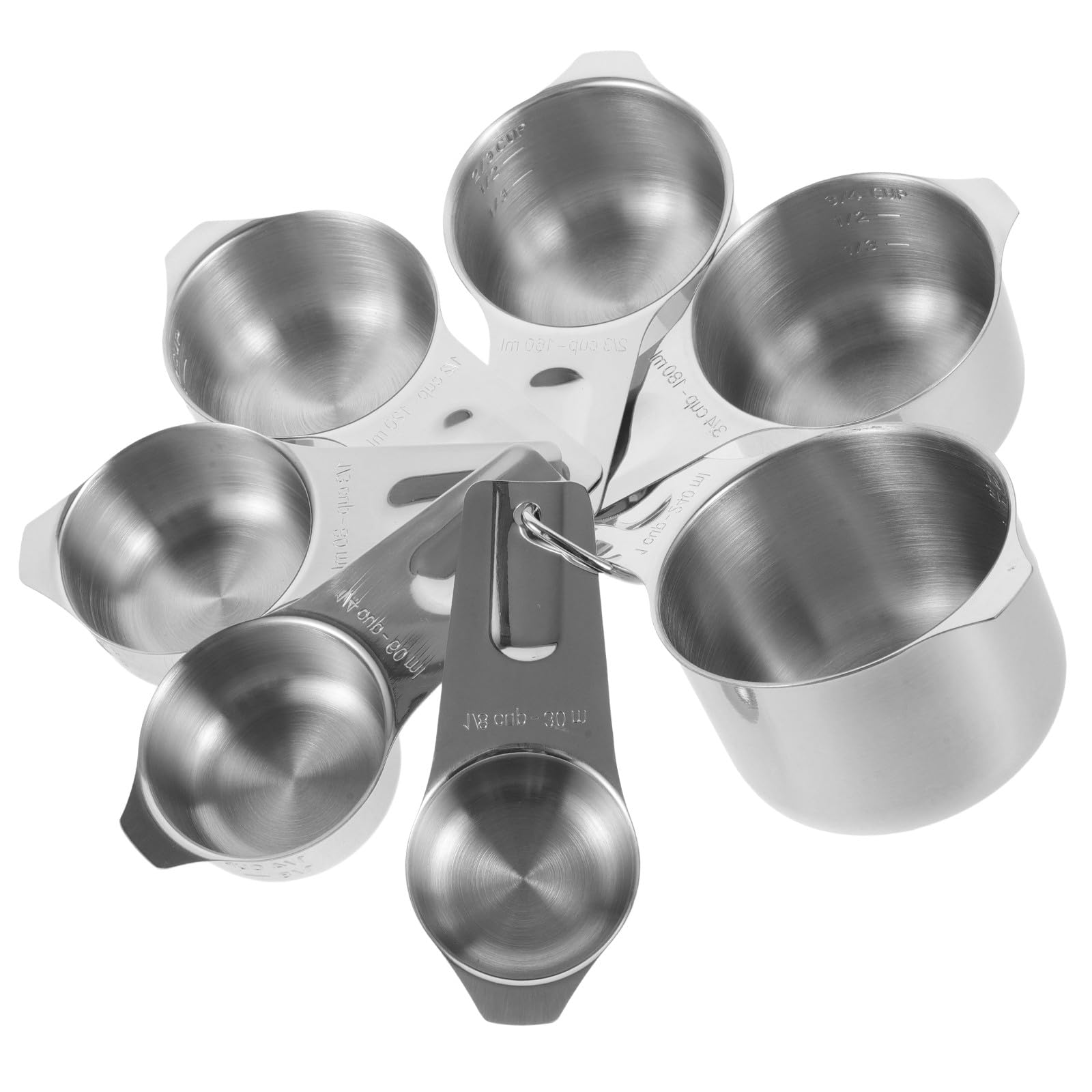 Ensemble de Tasses à Mesurer en Acier Inoxydable Pâtisserie, Design Empilable et Finition Élégante, Capacité 30ml à 240ml, Outil Précis Cuisine