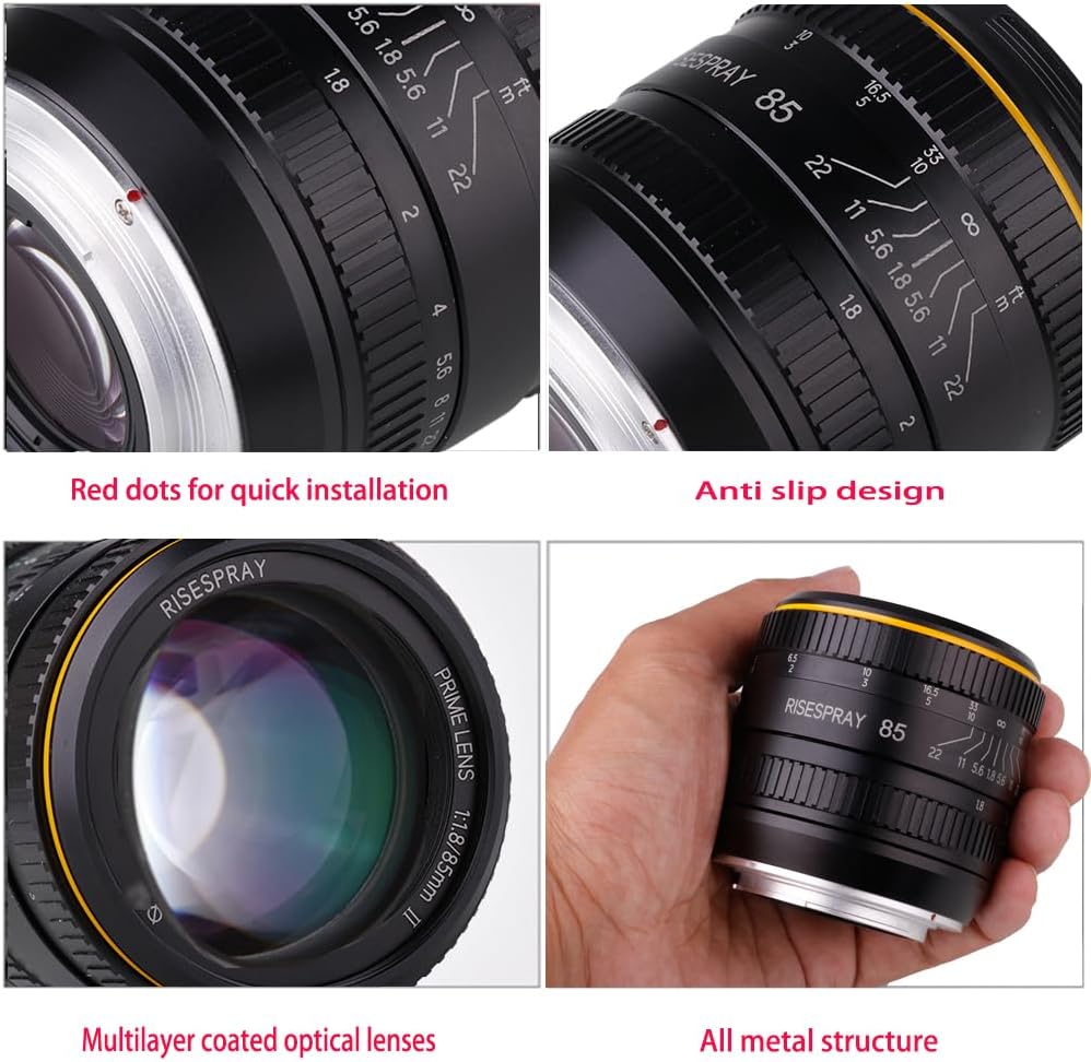 85mm f/1.8 Full-Frame Manual Camera Lens for Canon Nikon SLR DSLR Camera (Nikon F)