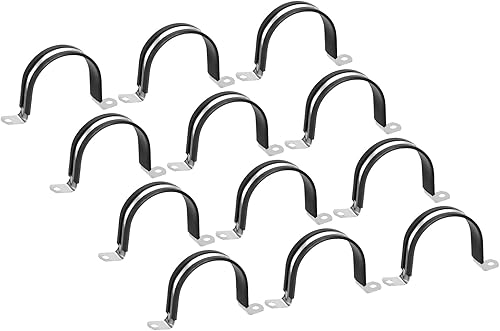 Miniatura 21 de uxcell 16 abrazaderas de cable de 1.496 in (1-1/2 pulgadas), correa de goma acolchada de goma de acero inoxidable 304 abrazadera de manguera