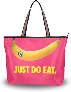 Borsa a tracolla da donna, in tela, con scritta Just Do Eat Banana