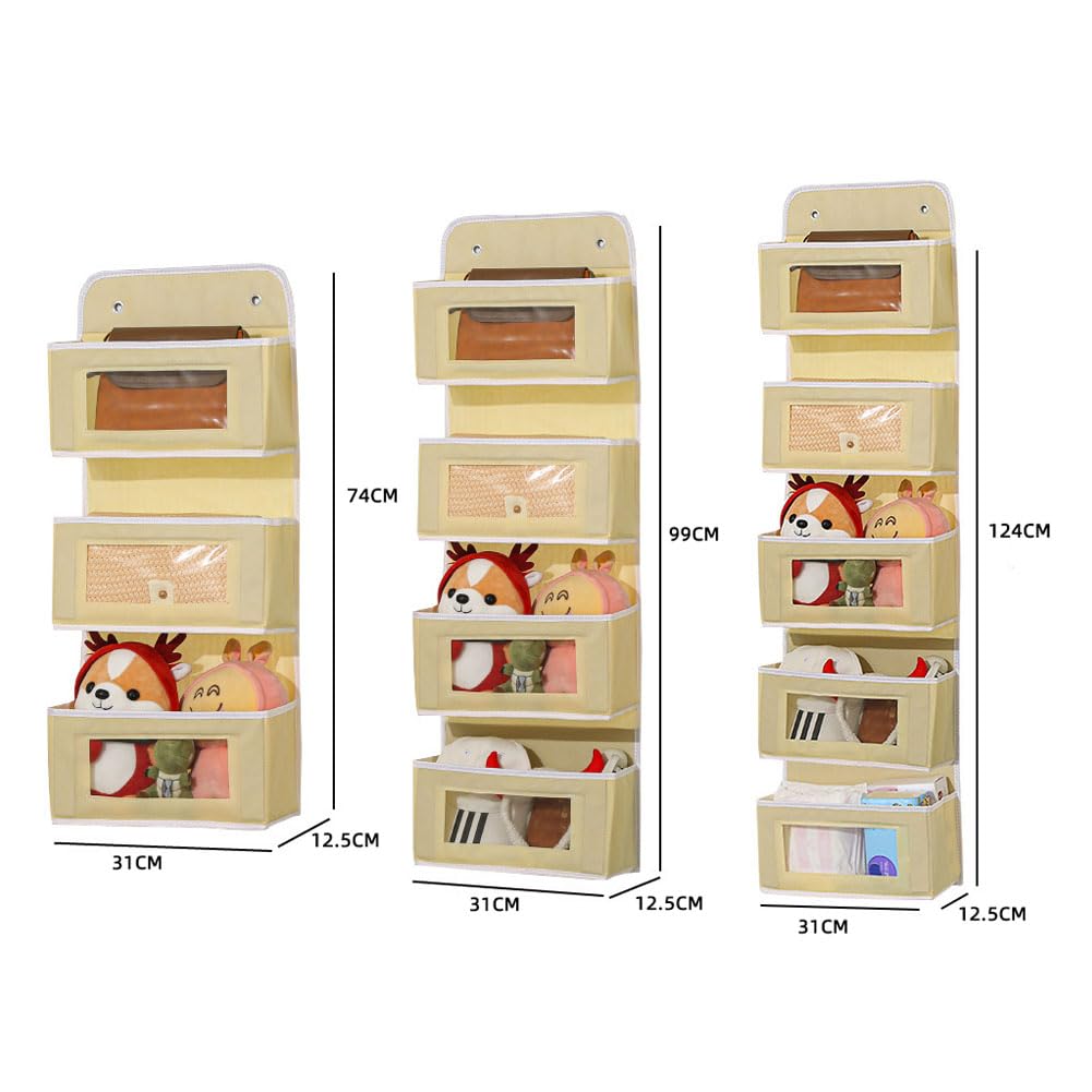 Hängeorganizer mit Transparenten Fenstern 2 Packungen, Faltbares Design, für Tür Bad Kinderzimmer Wohnzimmer Schlafzimmer(Size:5-Layer,Color:grau)