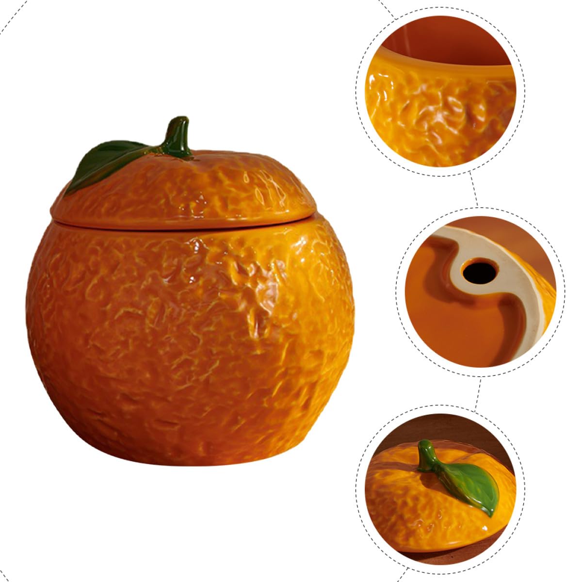 FRCOLOR Barattolo in Ceramica Arancia Coperchio per Caramelle e Snack