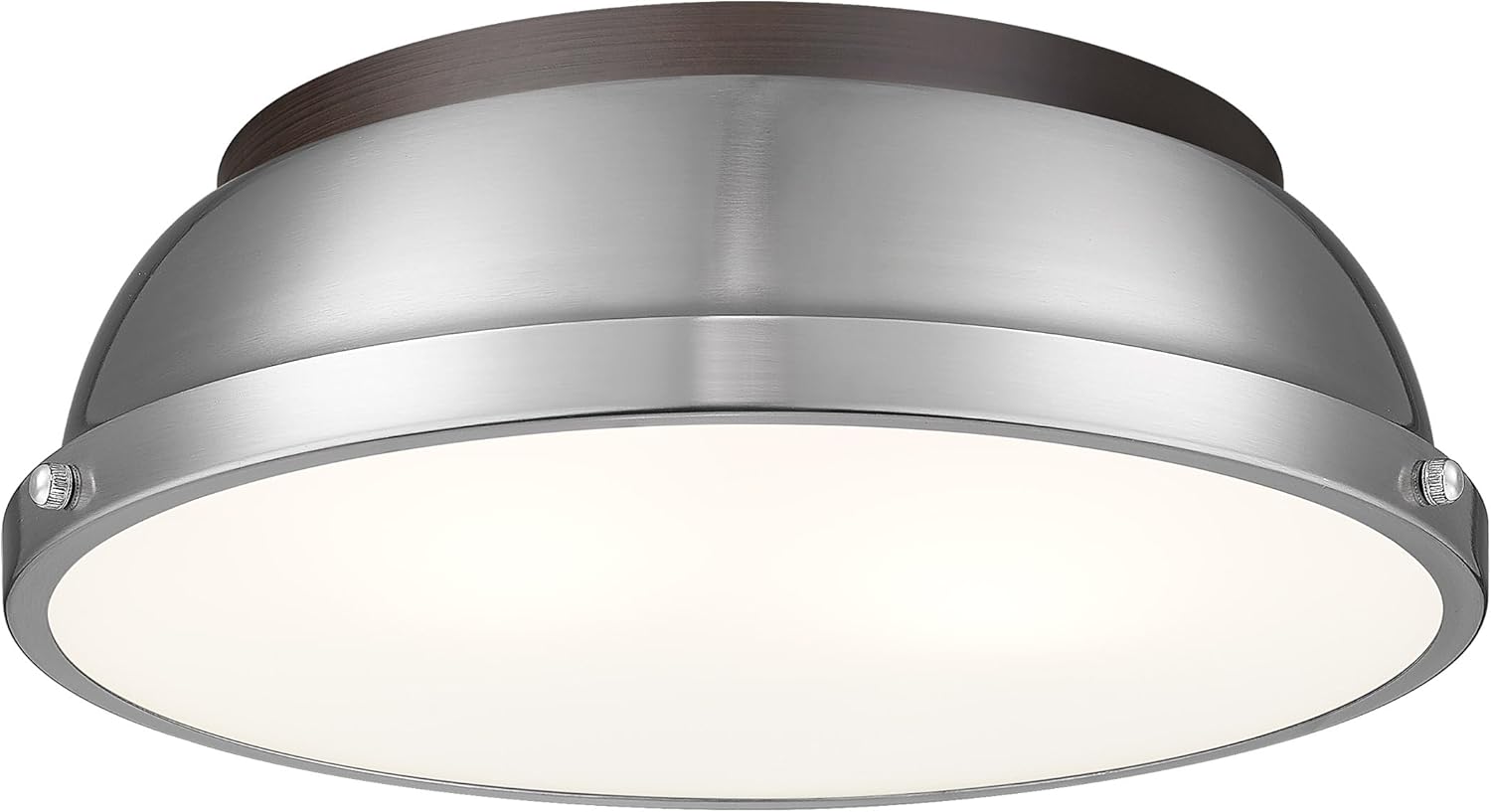 Golden Lighting-Duncan 14" Flush Mount in Rubbed Bronze with Pewter- Flush Mount Ceiling Light, Ceiling Light Fixture