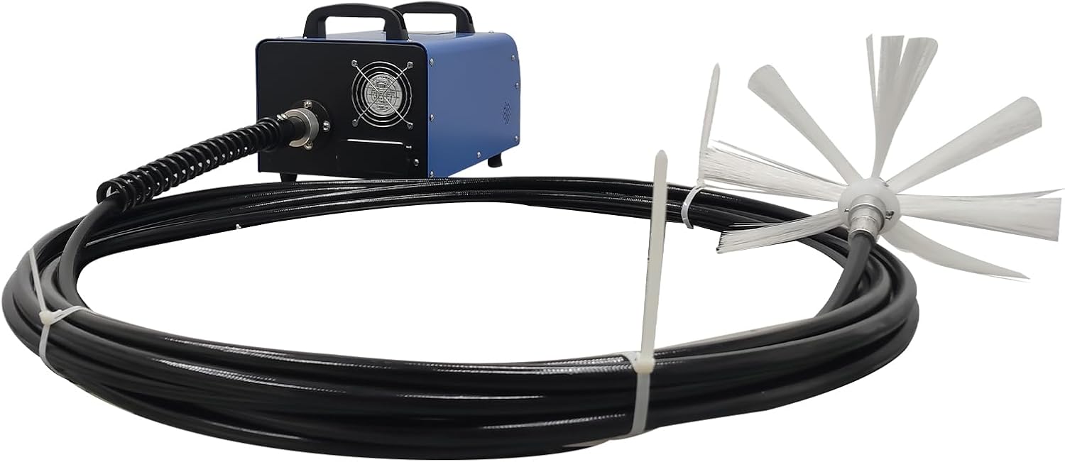 Portable Air Duct Cleaning Machine, 110V/220V HVAC Duct Cleaner with 49ft Flexible Shaft & 4 Brushes, for 1.97"-39.37" Ventilation Pipes, Industrial Dust Removal System, 550W