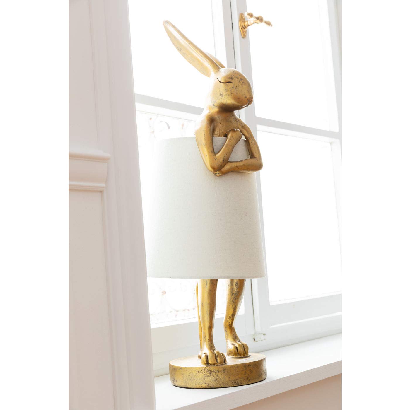 Kare Design Lámpara de mesa Animal, conejo, oro/blanco, 68cm, decoración