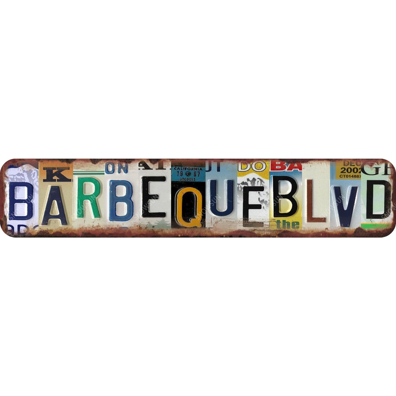 Vintagge Metal Signs Barbeque Blvd Funny Tin Sign for Restaurant Yard Garage Wall Decoration 4x16 Inch