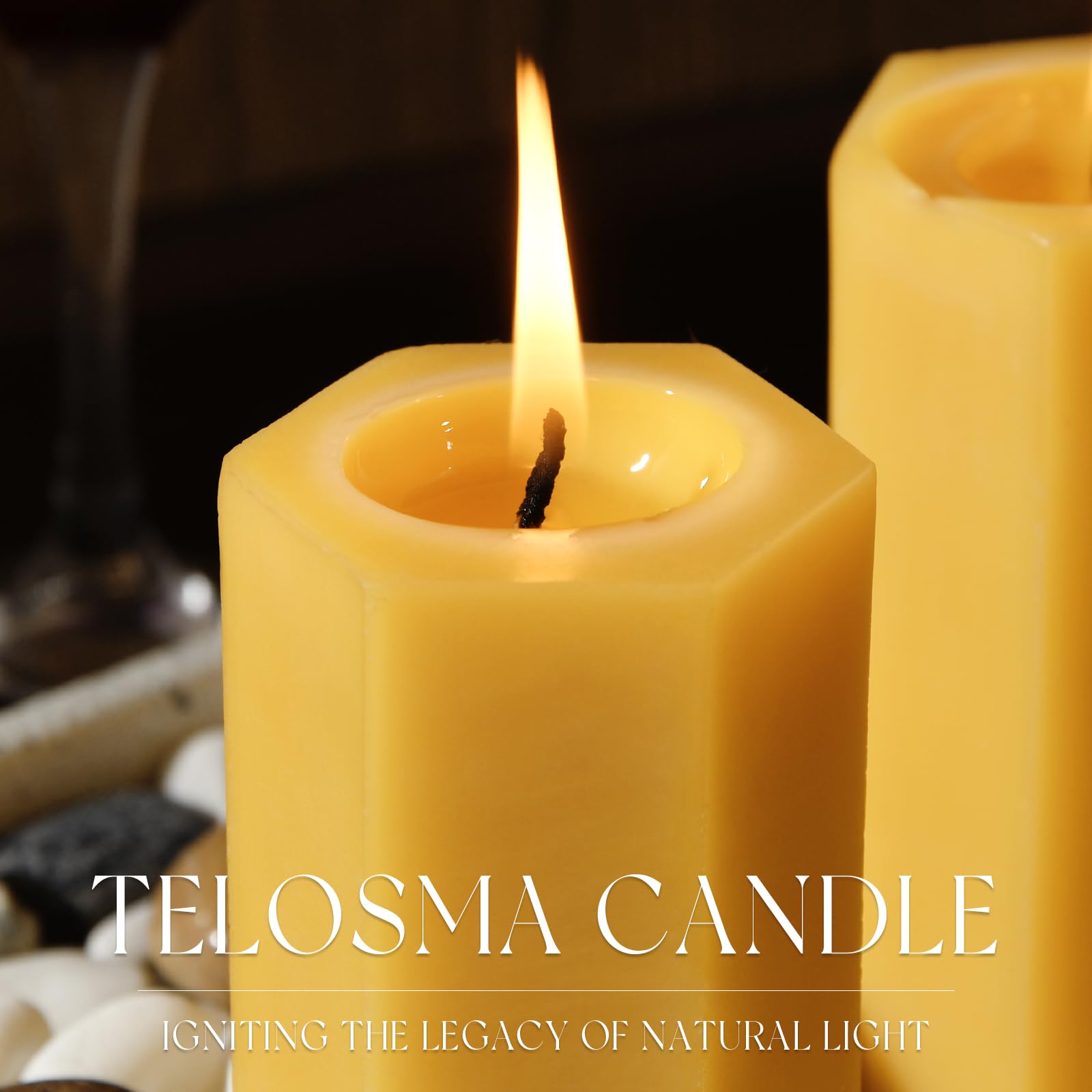 Paquete de 6 velas amarillas a granel, cera de abeja pura orgánica natural, forma hexagonal, 2 pulgadas de diámetro por 4 pulgadas de alto