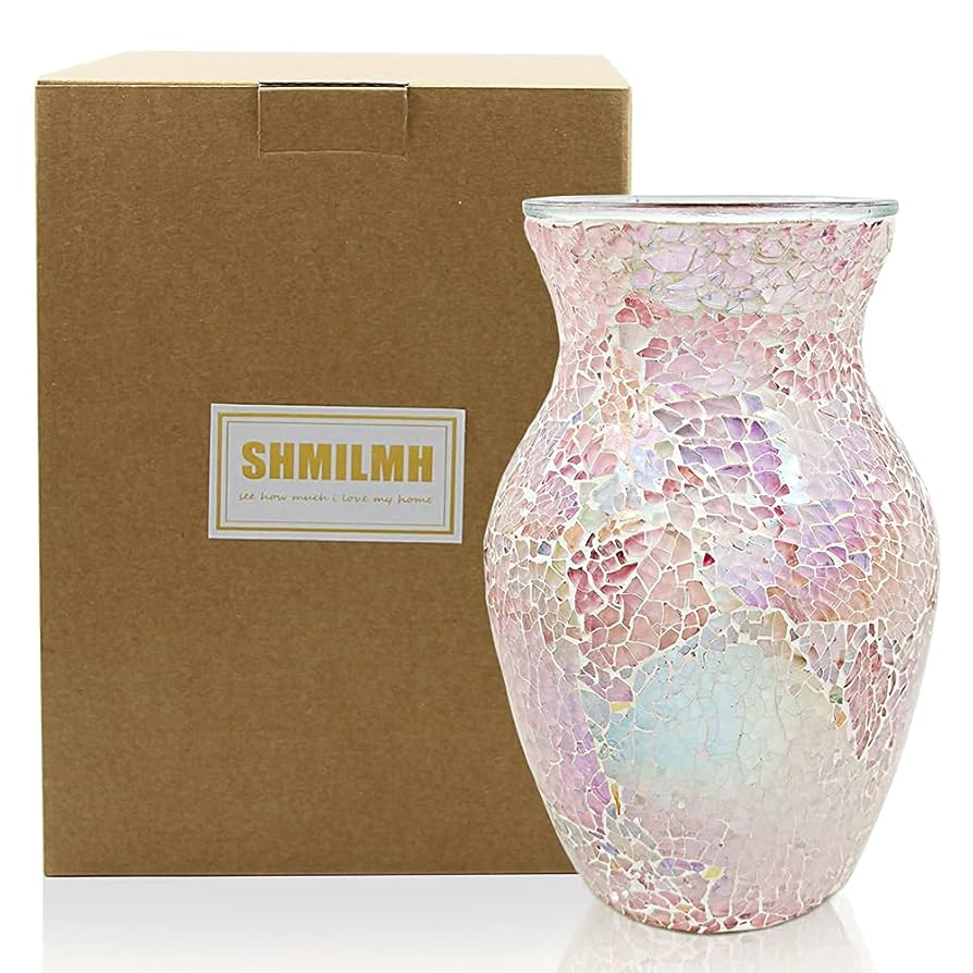 Amazon.co.jp: SHMILMH ピンクの花瓶 モザイク花瓶 ドライ