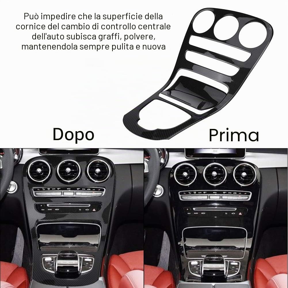 Qiilu adesivo consolle mercedes c w205, ABS Pannello per console centrale in plastica per W205/Classe GLC W253 15-18