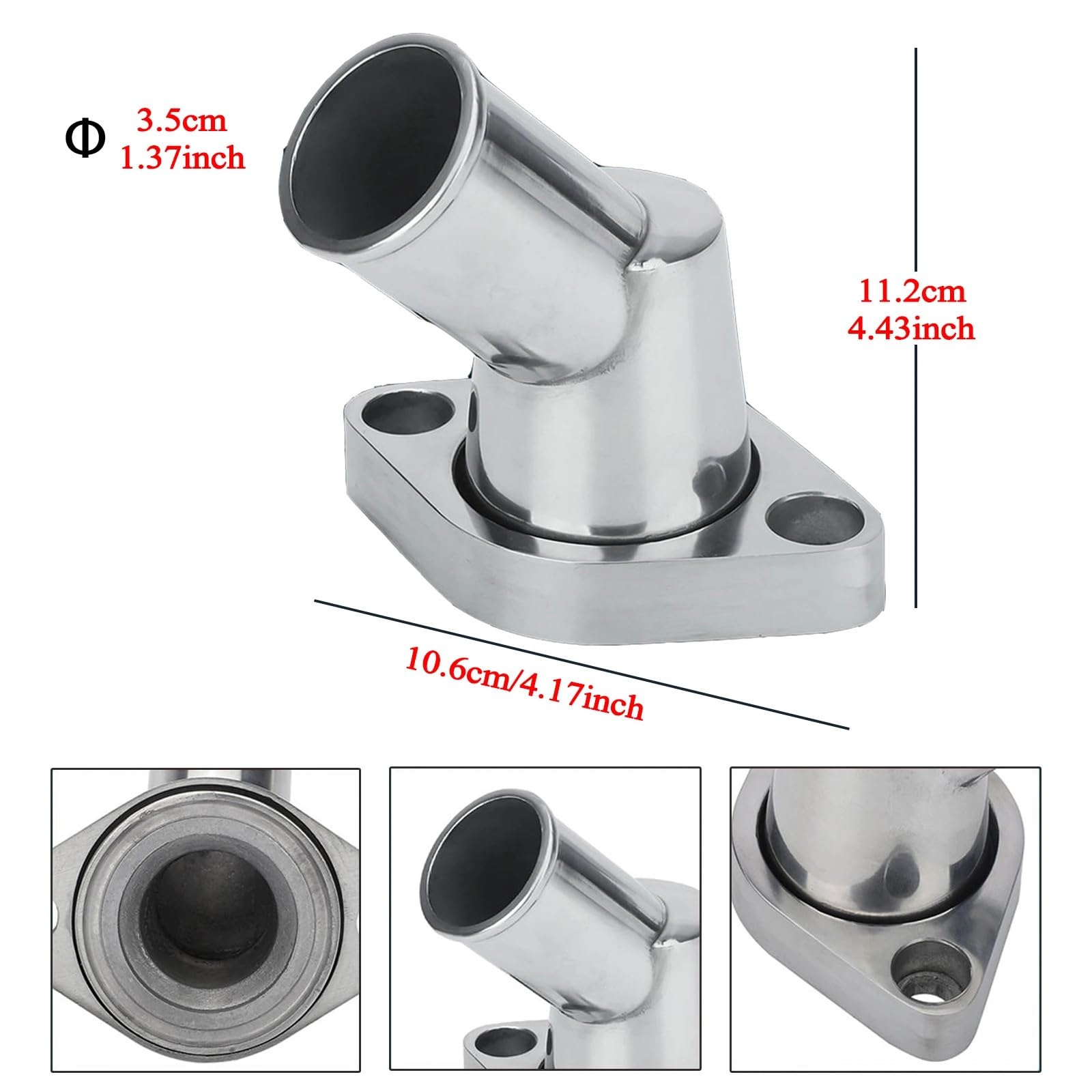 Termostatos del motor Carcasa de termostato cuello agua de 45 grados compatible con Chevy SBC BBC 283 302 305 327 350 400 396 427 454 502 con tornillos y anillo de sellado Refrigerantes Del Motor