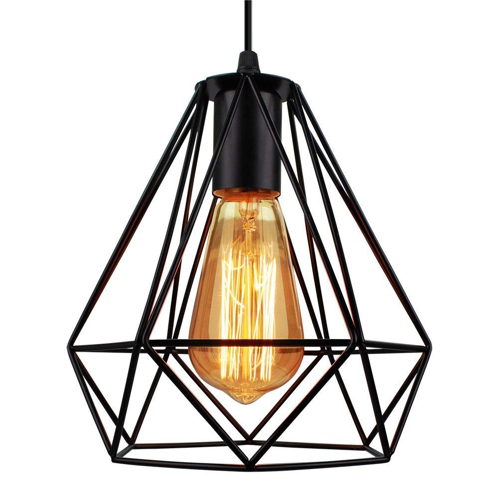 Metalen Kroonluchter Zwart IDEGU Industriële Hanglamp Set Van 3 - Zwarte Metalen Kooilamp E27 Voor Plafond Vintage Plafondlamp Set 3