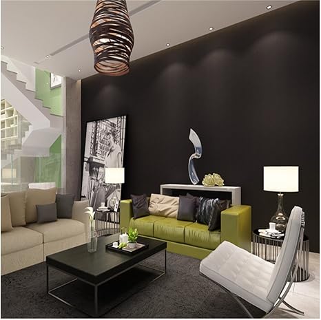 Amazon Co Jp Gdxrb 現代のソリッドカラーの黒の壁紙ピンク 黄 緑 青壁紙のベッドルームのリビングルームダイニングレストラン無地壁紙10 0 53メートルの Color ブラック Diy 工具 ガーデン