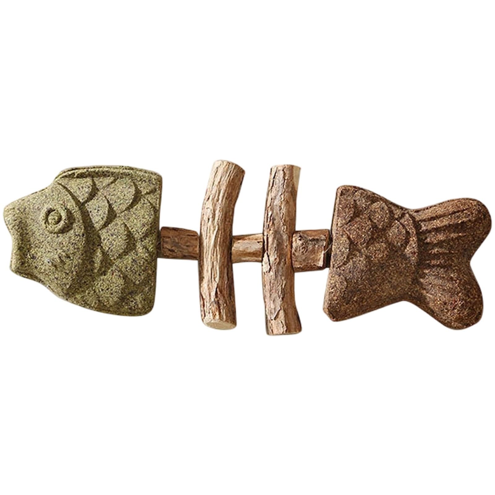 Juguete de dentición para gatos, juguete masticable para gatitos, mordedor de hueso de pescado con hierba gatera, mordedor dental para alivio del aburrimiento en interiores y exteriores, juguete