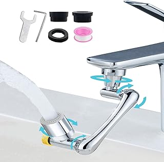 NUORAO 1440° Rotating Faucet Extender, 2 Water Outlet Modes Bathroom Kitchen Sink Faucet, 1440 Swivel Robotic Arm Swivel Extension Faucet Aerator, Splash Filter Faucet Extender for Bathroom Sink