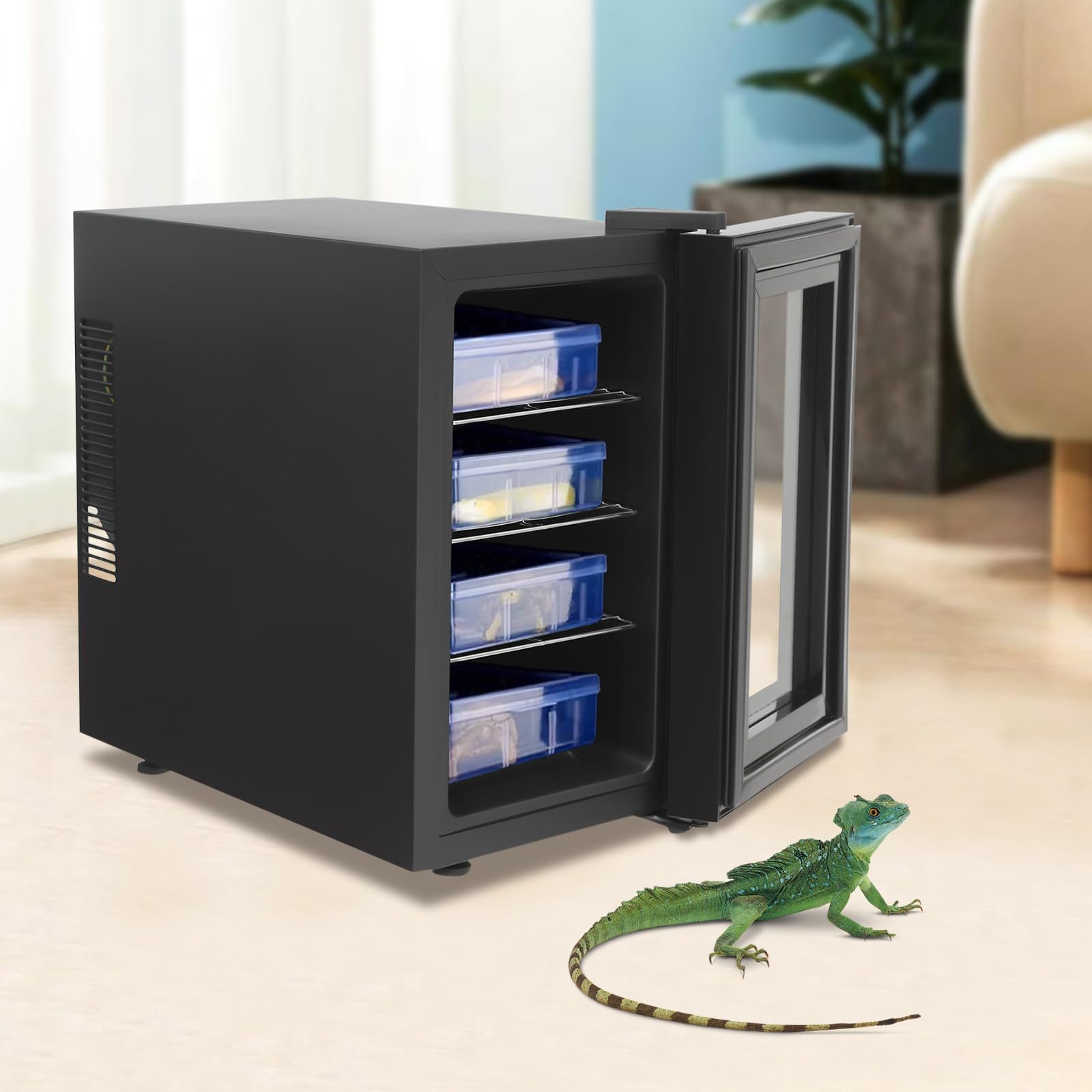 Reptilien-Ei-Inkubator 23L Brutapparat 10-40°C Brutmaschine LED-Display Inkubatoren Brutautomat Labor Kühlung Heizung 220V für Bruteier Schwarz Brutschrank