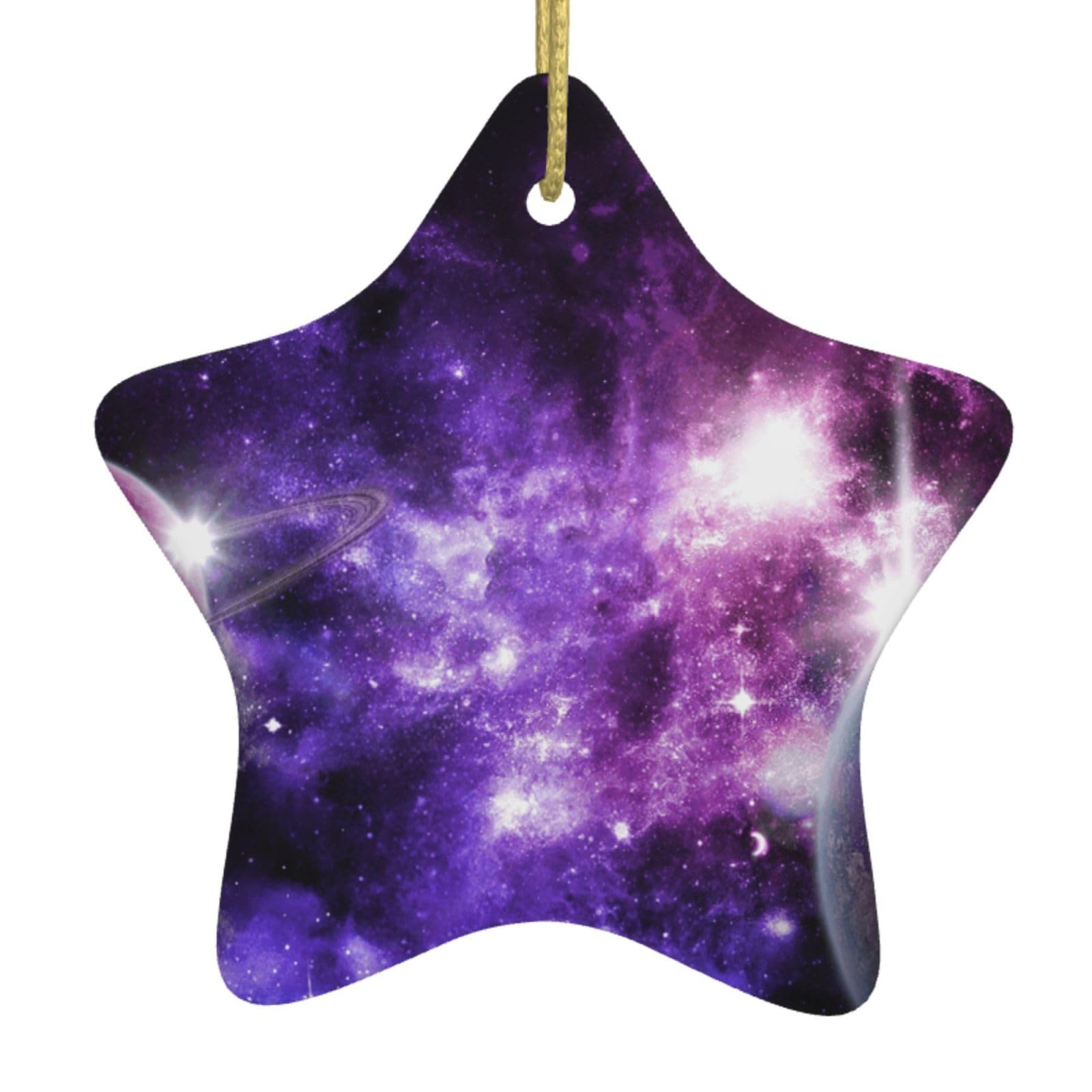 Galaxy Sky. Print Christmas Ornaments, Ceramic Hanging Ornament, Round Shape Decorations