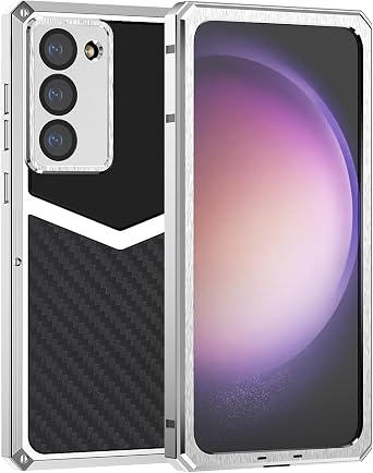 HUALIMEI Luxury Carbon Fiber with Aluminum Case for Samsung Galaxy S22 Plus, Military Shockproof Protective Phone Cover with Tempered Glass Screen Protector Full Body Heavy Duty Protection for Men
