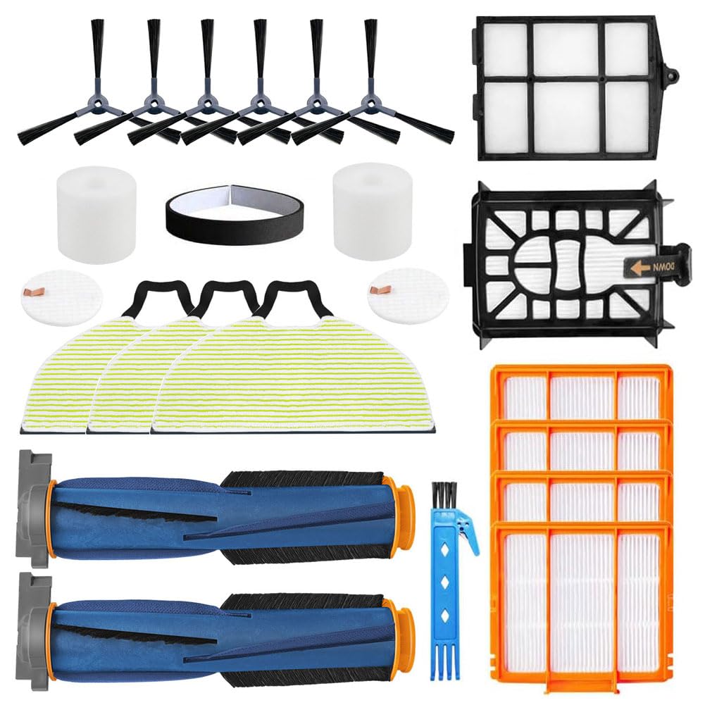Theresa Hay Replacement Parts for Shark AV2610WA RV2610WA Matrix Plus 2in1 Robot Vacuum Cleaner 20 Packs 2 Main Brushes, 4 Filters, 6 Side Brushes, 3
