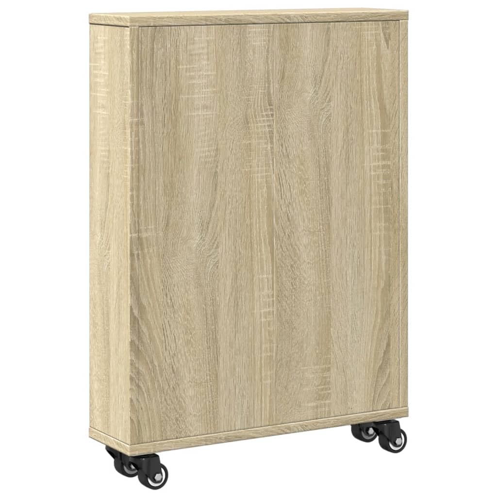 vidaXL Chariot de Rangement étroit Chêne Sonoma 48 x 13 x 68 cm Bois d'ingénierie