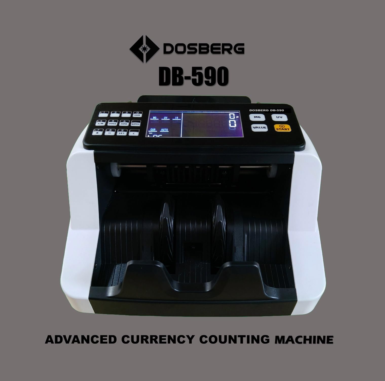 Dosberg DB-590 Currency Counting Machine with Counterfeit Detection I Add and Batch Modes - Large LCD Display/Numeric Keypad I Perfect Speed Counting 1