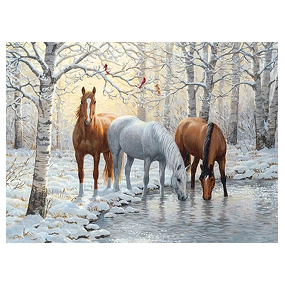 Kit Peinture Diamant Cheval 40x50cm 5D - Broderie Diamant Carrée Complète Animaux Pour Adultes Et Enfants