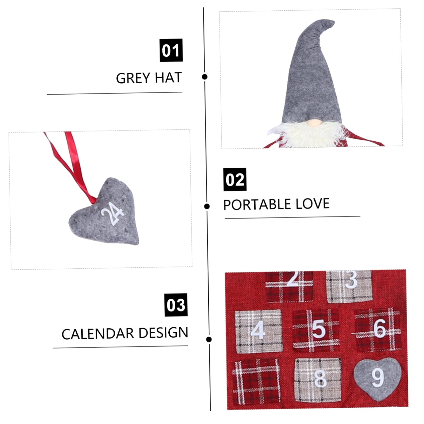 VICASKY Calendario di Avvento con Decorazione Natalizia a Forma di Folletto Ornamento da Appendere per Feste di Natale Fornitura per Eventi