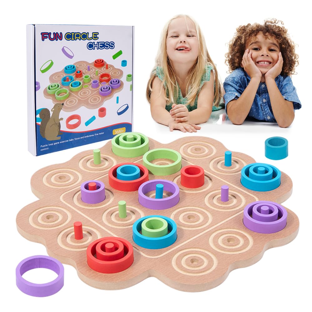 Jeu De Morpion (Tic Tac Toe) En Bois - 3 Plateaux Colorés - Jeu Familial, éducatif Pour Enfants Et Adultes