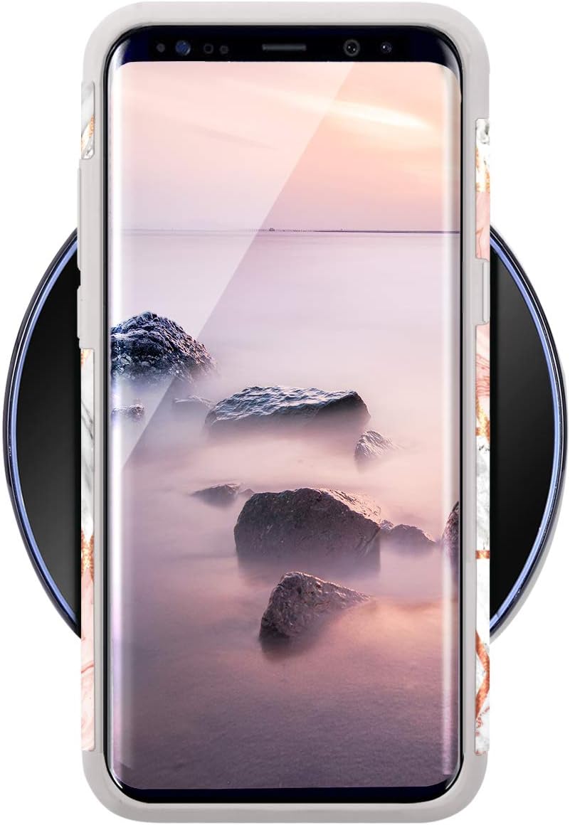 Fingic Case Compatible with S8 Case Marble Design Slim Fit Clear Bumper Soft Rubber Silicone Hybrid Hard PC Shockproof Protective Phone Case Cover for S8 (2017 Release) - Marble
