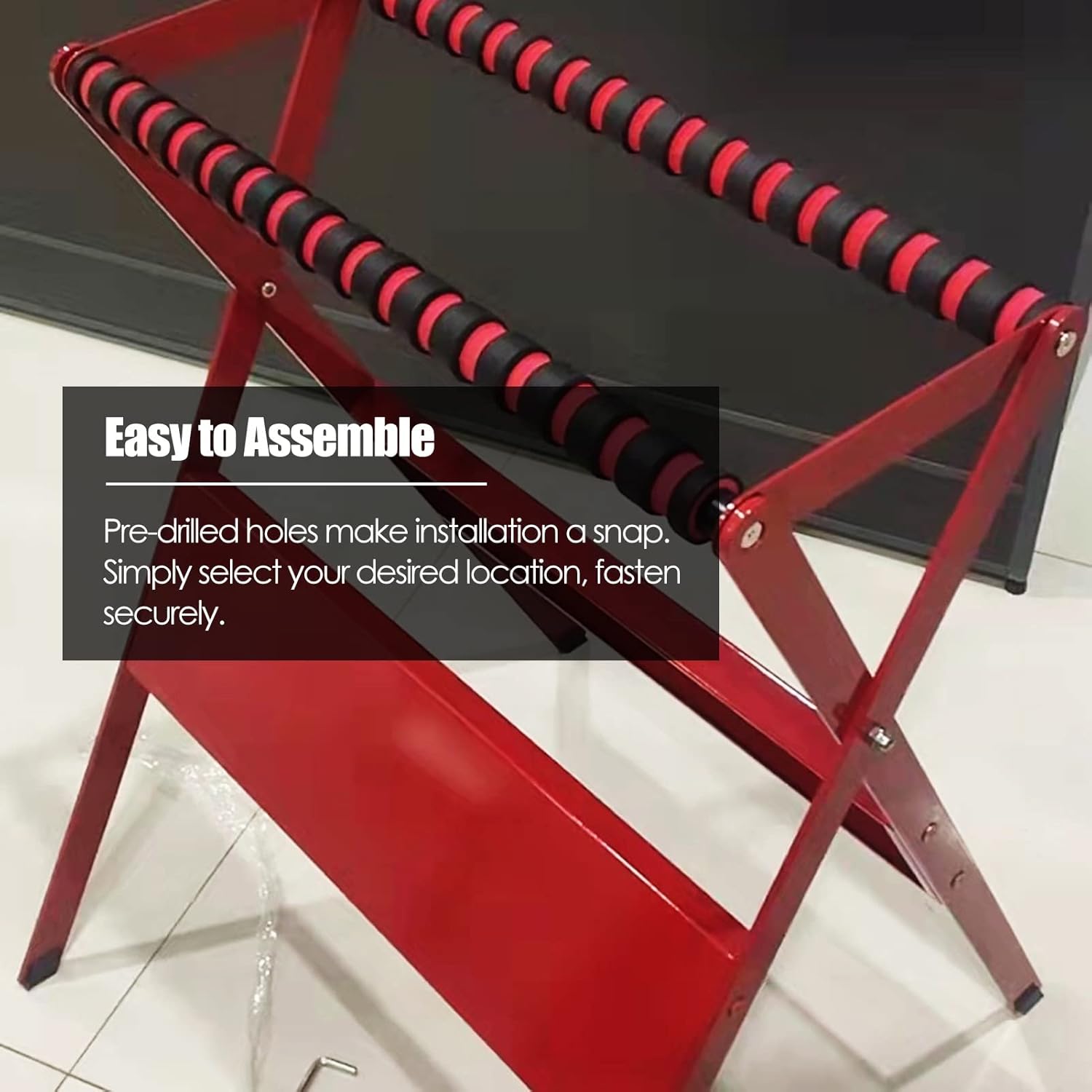 Tennis Racket Storage Rack - Floor-Standing Organizer For Home Garage - Store, Train, And Hold Tennis Balls - Youth Kids Racket Equipment - Sports Training Holder (Red)