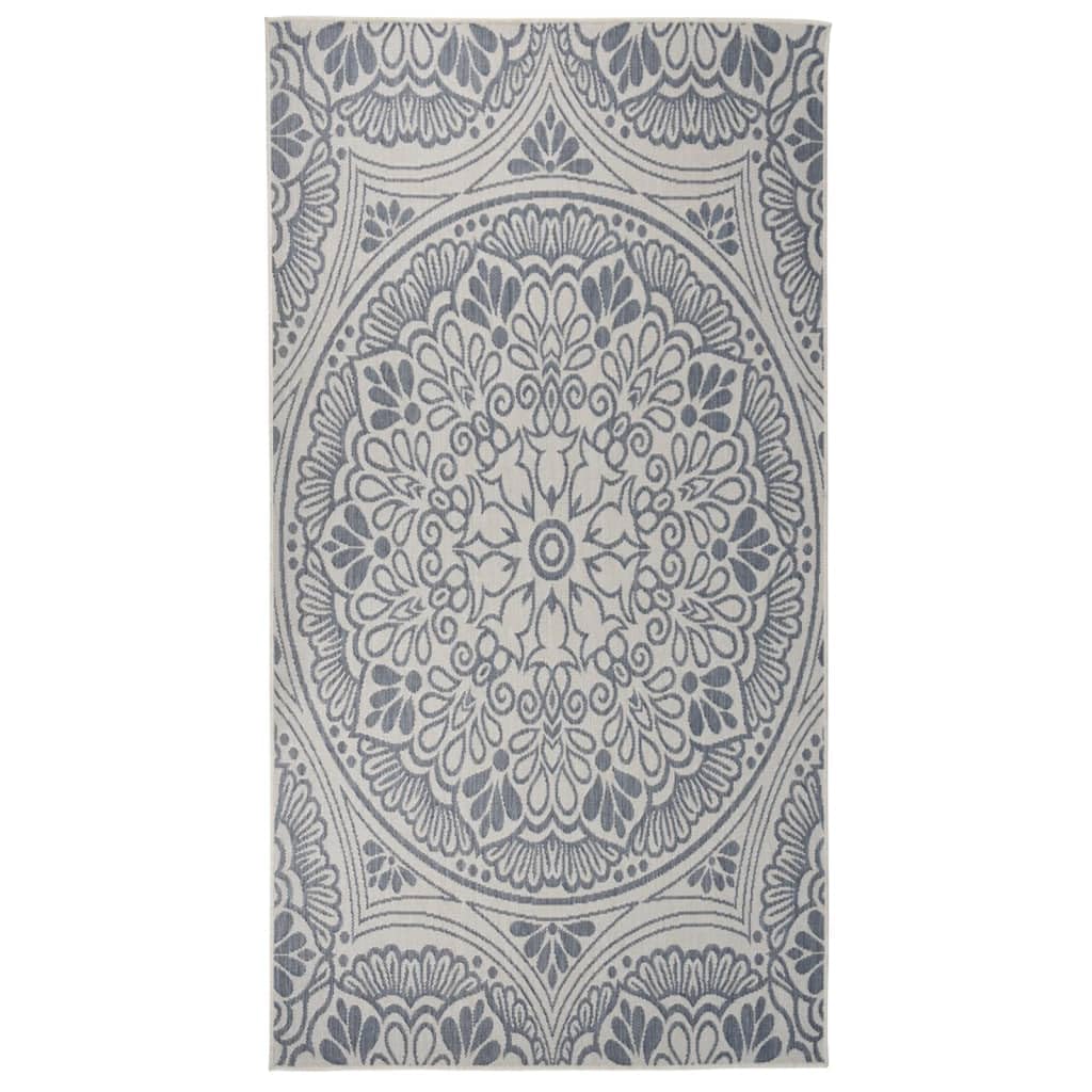 Tapis d'extérieur bleu 80x150 cm en polypropylène tissé à plat pour balcon