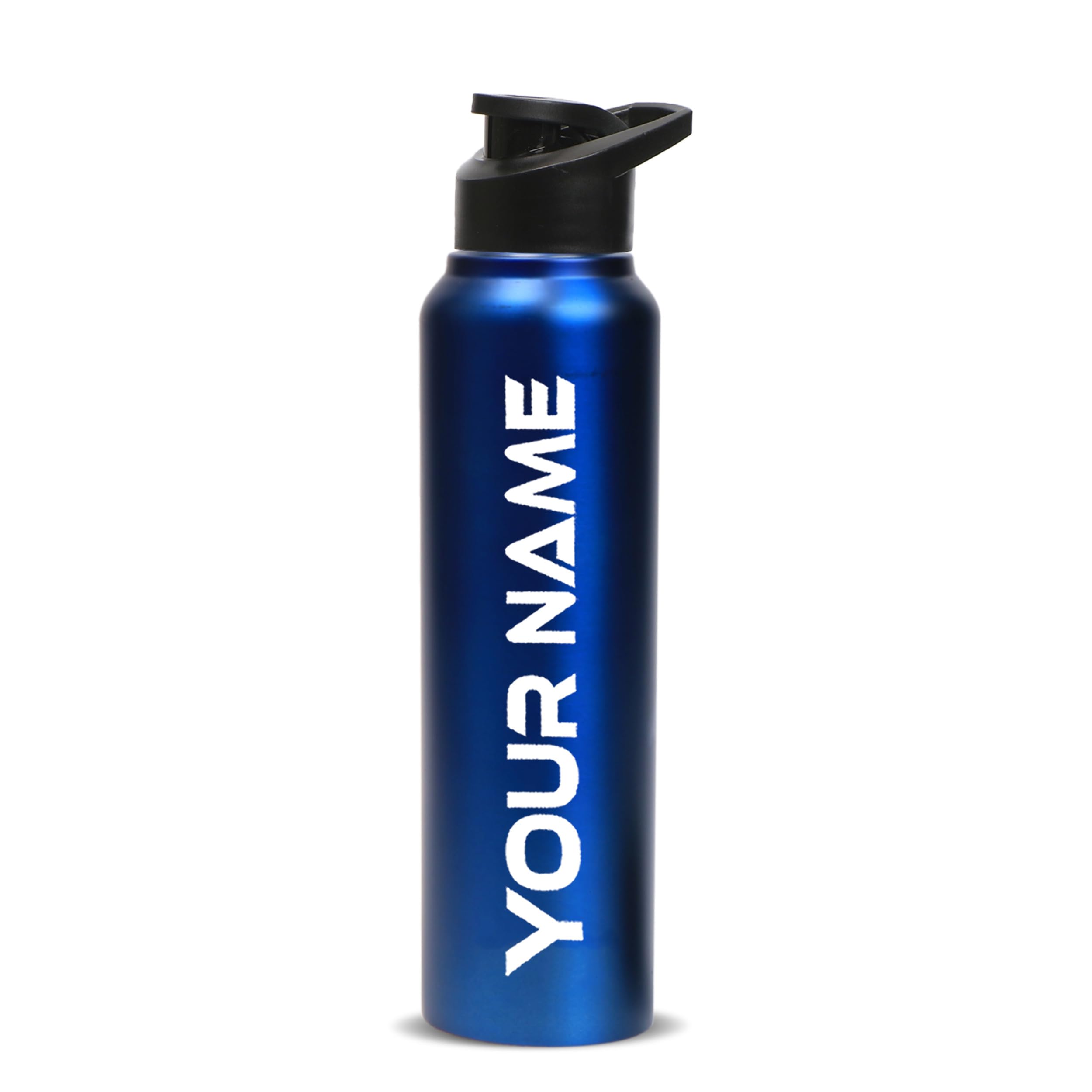 Speedex Customised Stainless Steel Water Bottle 1 Ltr with Name – Personalised Engraved Sipper Cap Bottle for Kids, Men & Women, School, Gym, Office Dark Blue, Set of 1