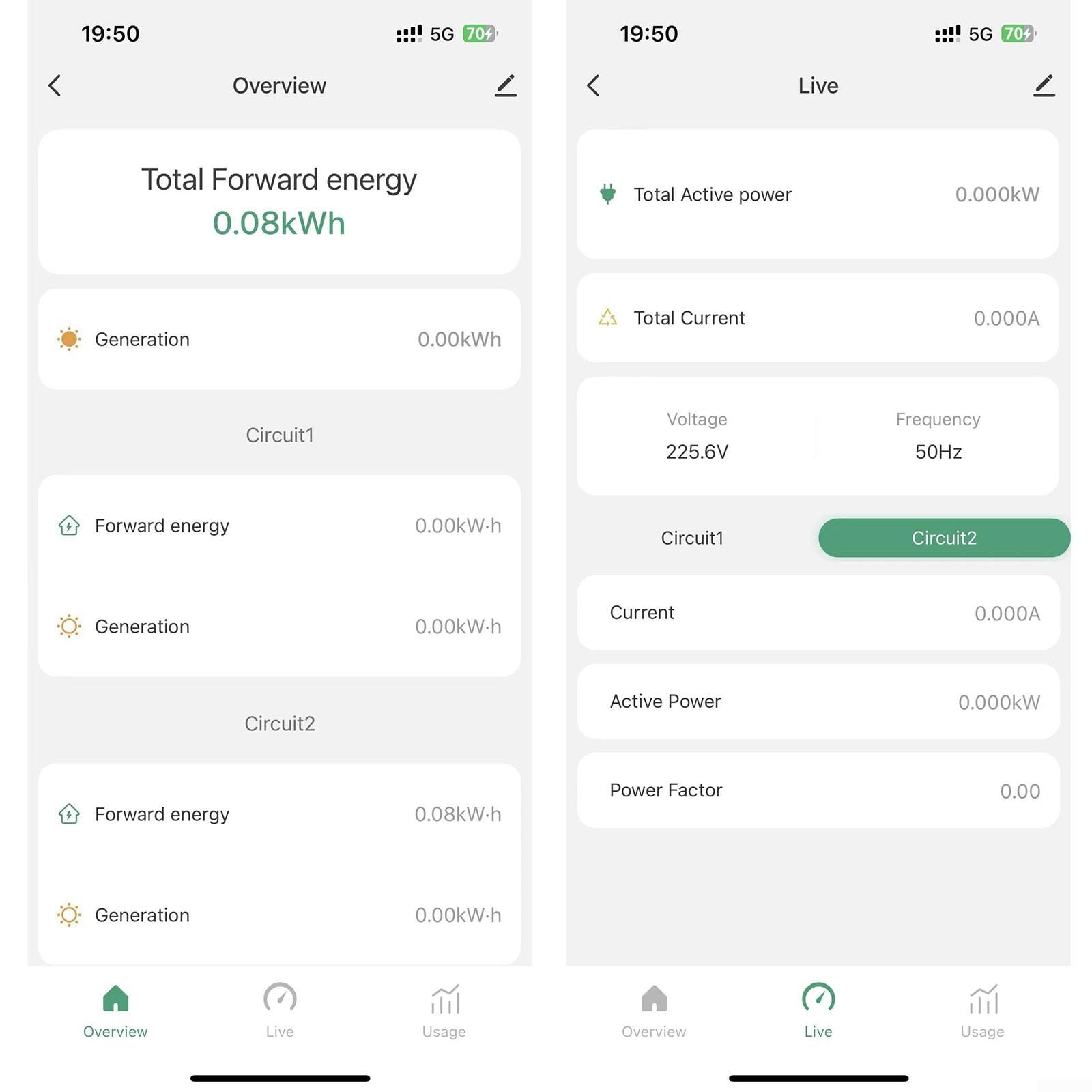RANRAO WLAN Smart Home Energy Monitor, Monitoraggio dell'energia elettrica in tempo reale, misurazione solare/netta, funziona con app Tuya/Smart Life (monitor con 2 sensori 80A)