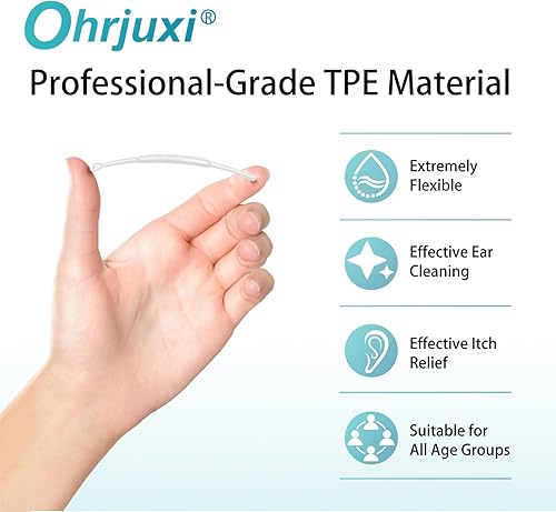 Miniatura 3 de Ohrjuxi Herramienta de eliminación de cera de oído, 36 limpiadores de oídos reutilizables, TPE de grado profesional, kit de limpieza eficaz y suave,