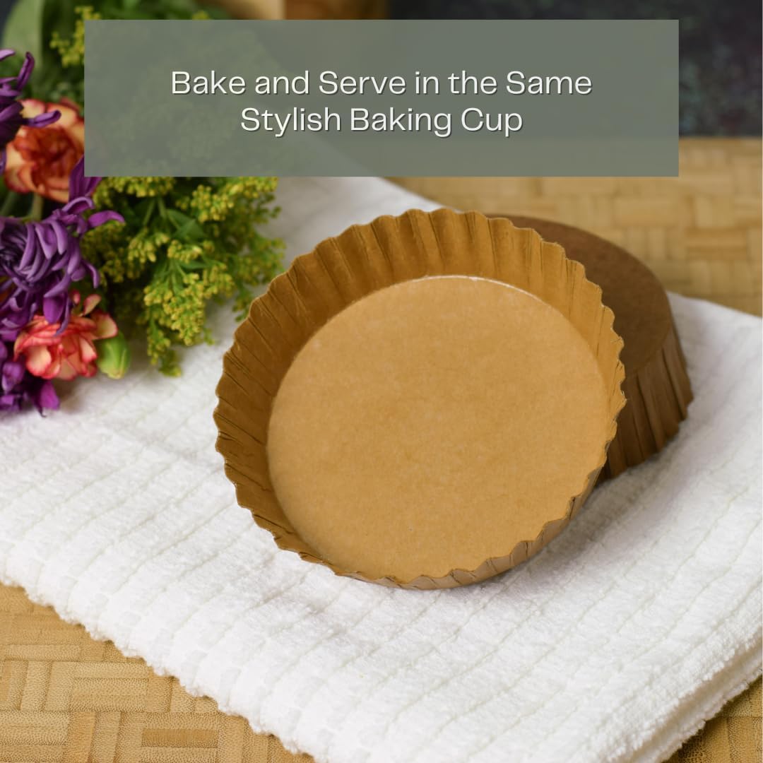 85 Count - 8 Ounce Mini Decorative Disposable Tart Pans – Disposable Paper Baking Molds for Serving and Baking with Nonstick Coating