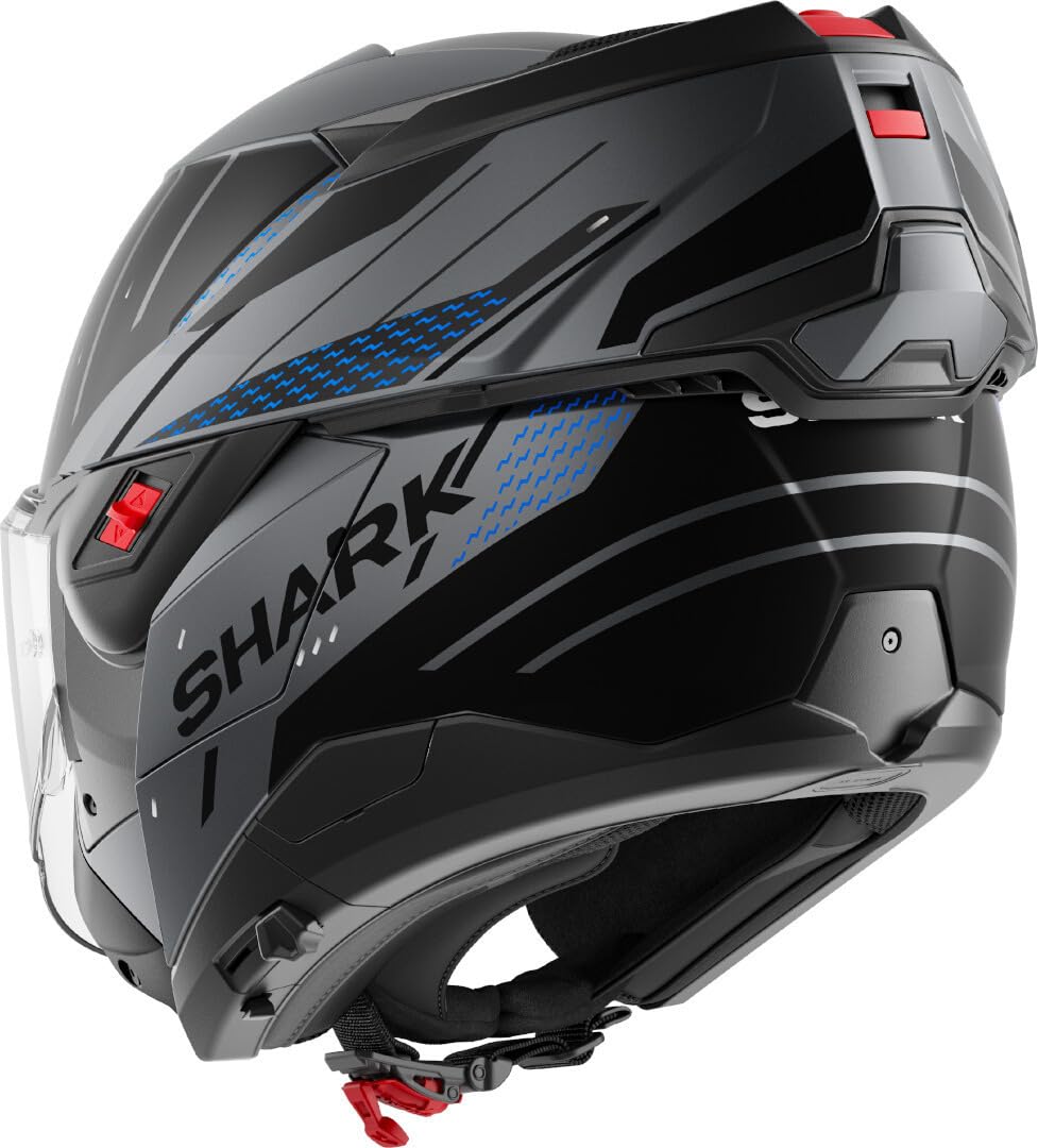 SHARK, Casco Moto Modular OXO RYDGER Anthracite Blue Black ABK, XS