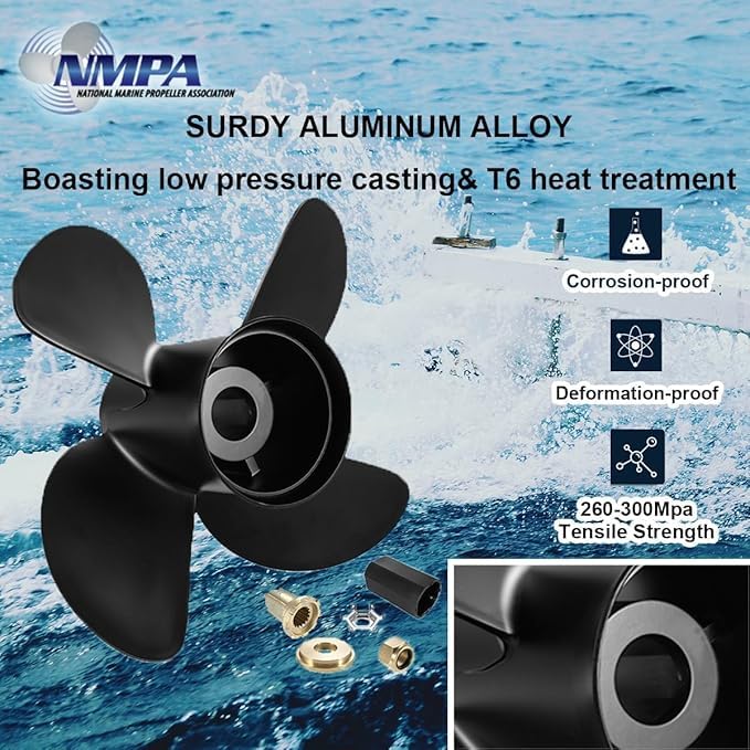 Image of VIF Boat Propeller Compatible with Mercury Mercruiser Alpha One /Bravo One Outboard Motors 135HP 150HP 175HP 200HP 225HP 250HP 300HP, 2&4-Stroke, Aluminum Propellers,15 Spline Tooth, Rh