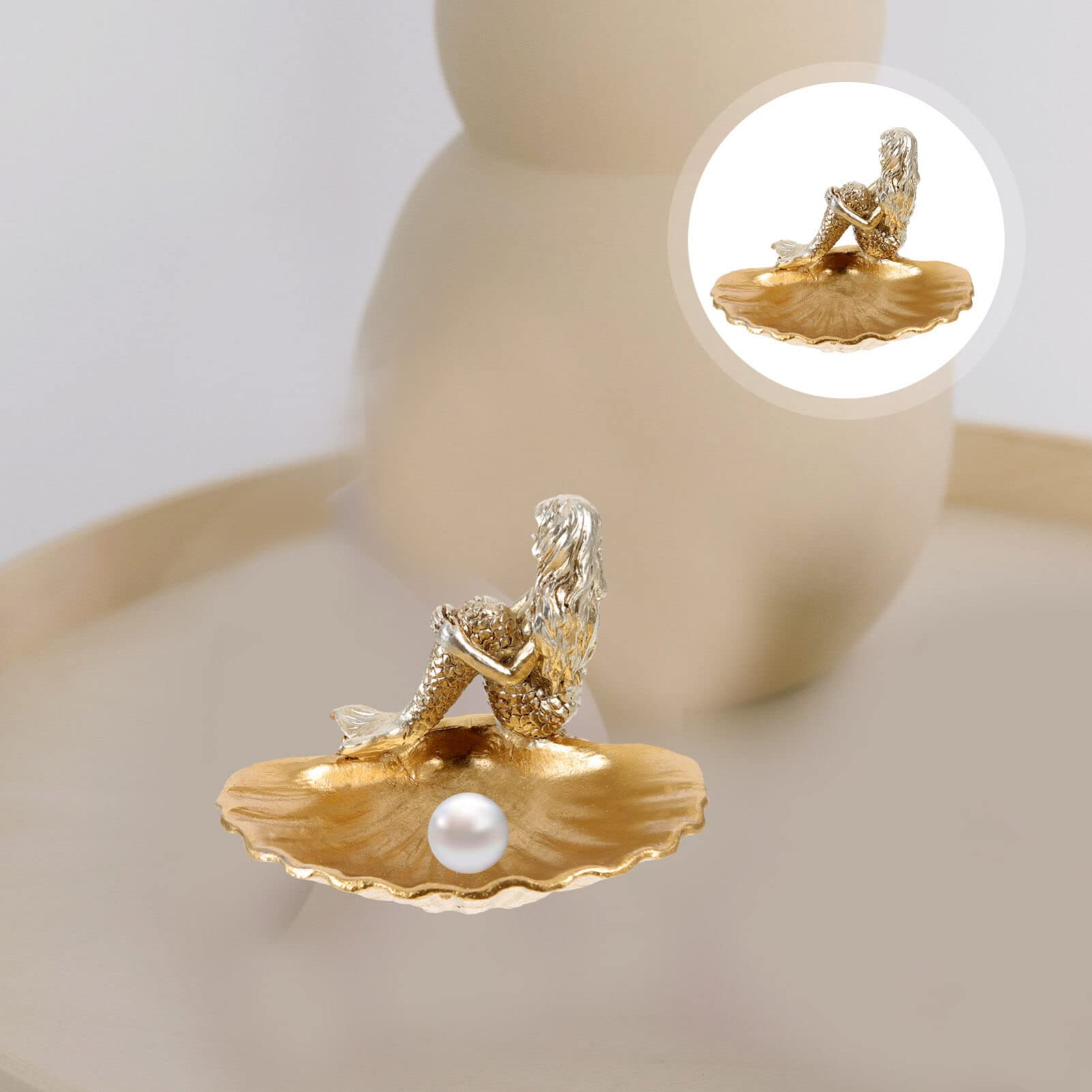 Vassoio Portagioelli In Ceramica A Forma Di Conchiglia | Bianco | Porta Anelli Bracciali E Collane | Decorativo Per Comò