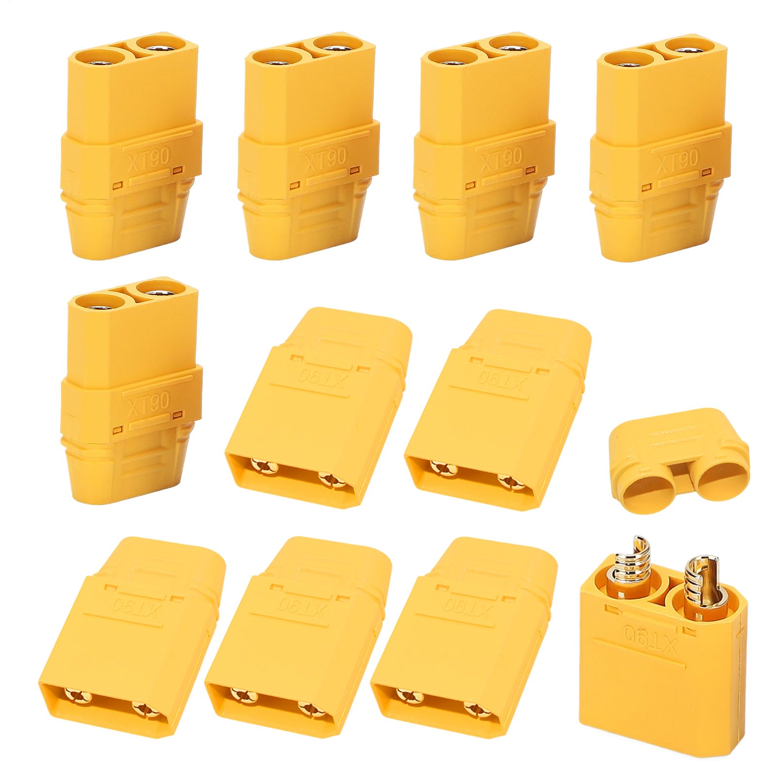 Connecteurs XT90 5 Paires – Connecteurs Batterie Plaqué Or 90A – Idéal Pour RC, Drone, Modélisme Et Véhicules Électriques