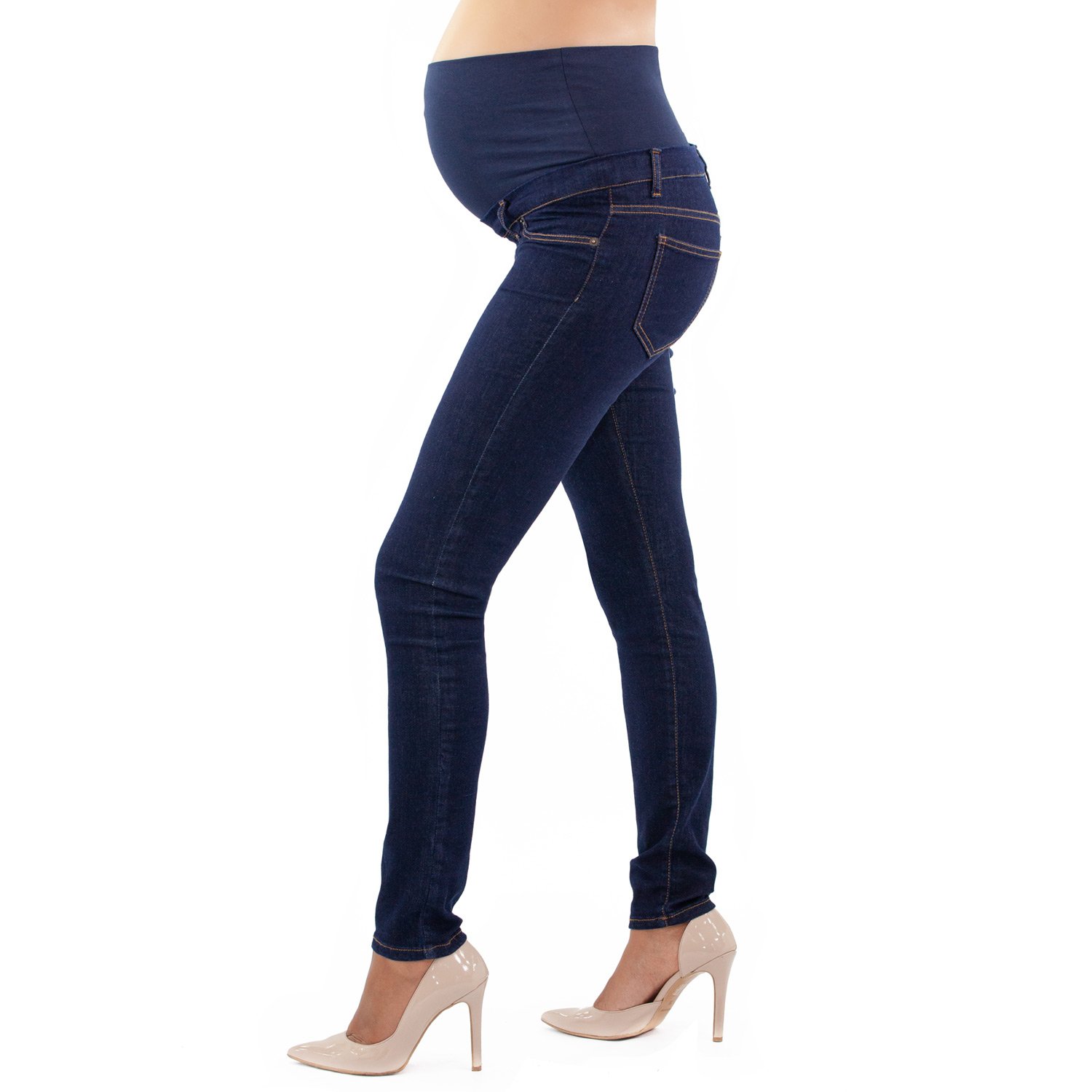 Milano - Jeans Premaman Donna Basic, Super Elasticizzato e Comodo, Pantaloni Skinny, Abbigliamento per Ogni Fase della Gravidanza