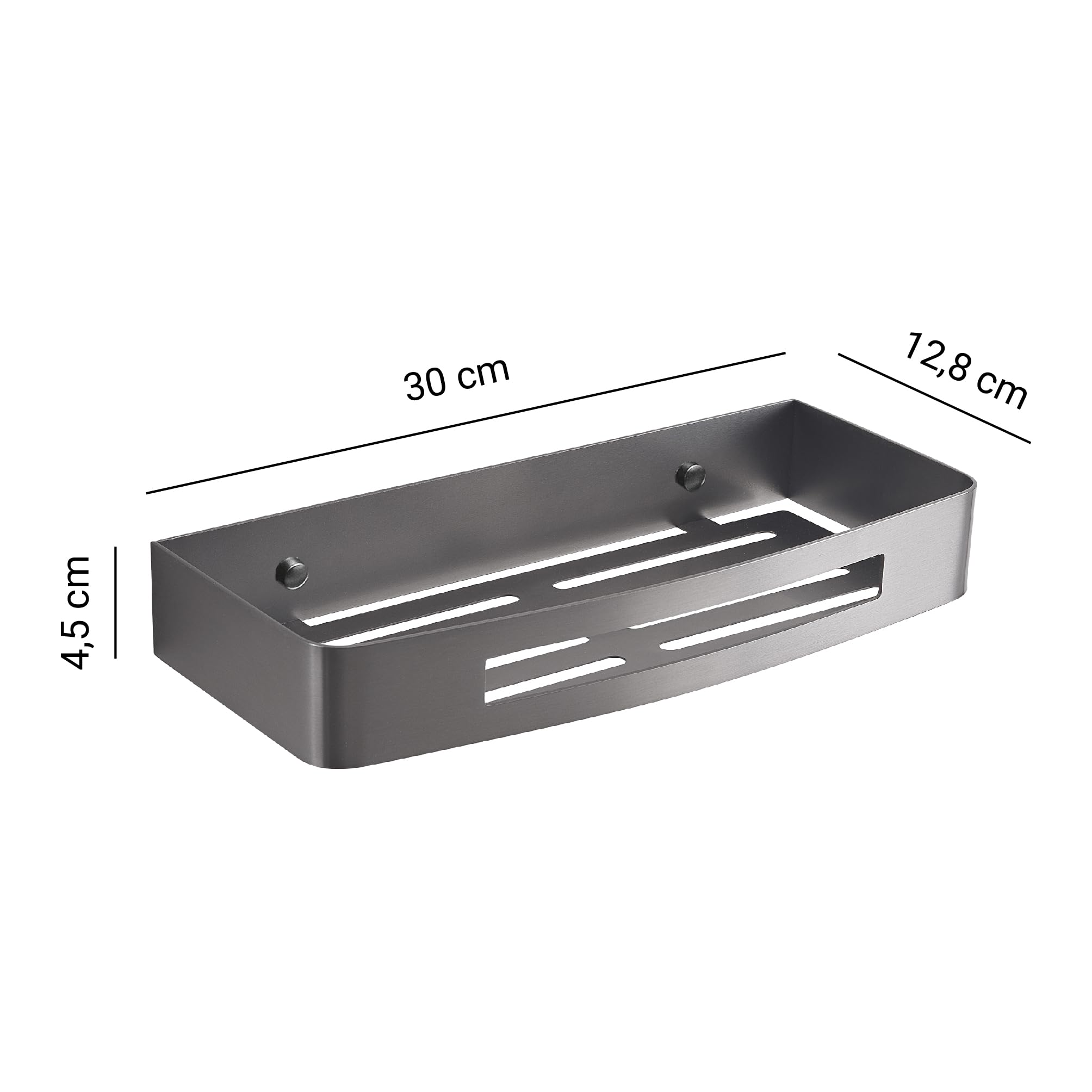 Gedy NERVA Cesta ducha, estante ducha, Acero inox AISI 304, Gun Metal, 30 x 12,8 x 4,5
