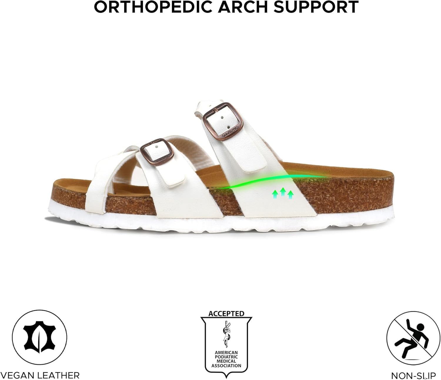 AEROTHOTIC Recovery Slides for Women Comfortable Memory Foam Cork Footbed Cute Faux Leather Adjustable Buckle Straps Walking Travel Outdoor women sandals