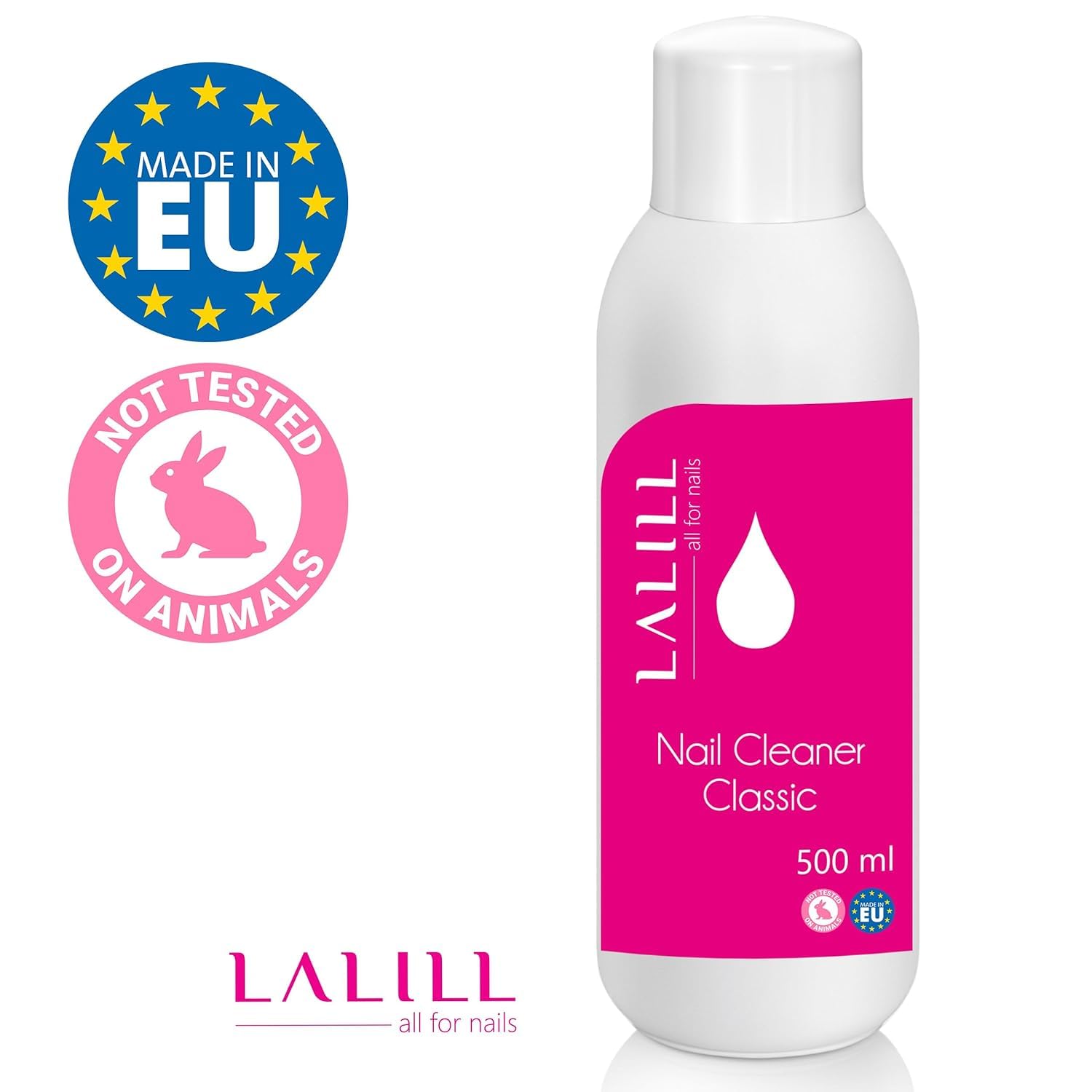 LALILL Nail Cleaner 500 ml – Sgrassatore Unghie UV Gel – Pulitore per Smalto Semipermanente, Gel, Acrilico e Pennelli – Solvente Unghie Professionale