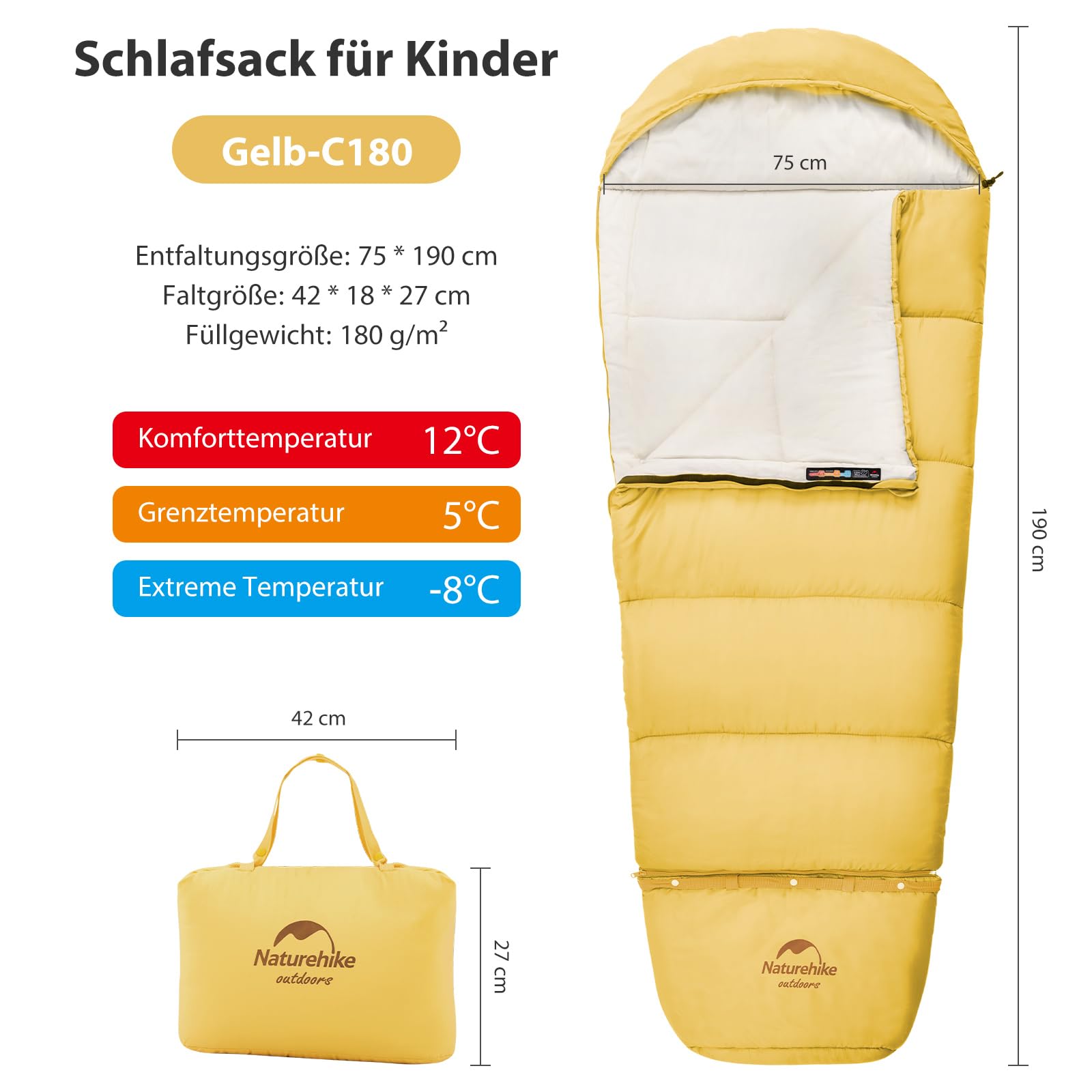 Naturehike Kinderschlafsack Baumwolle Outdoor Sommer Leichte Warme Camping Schlafsack