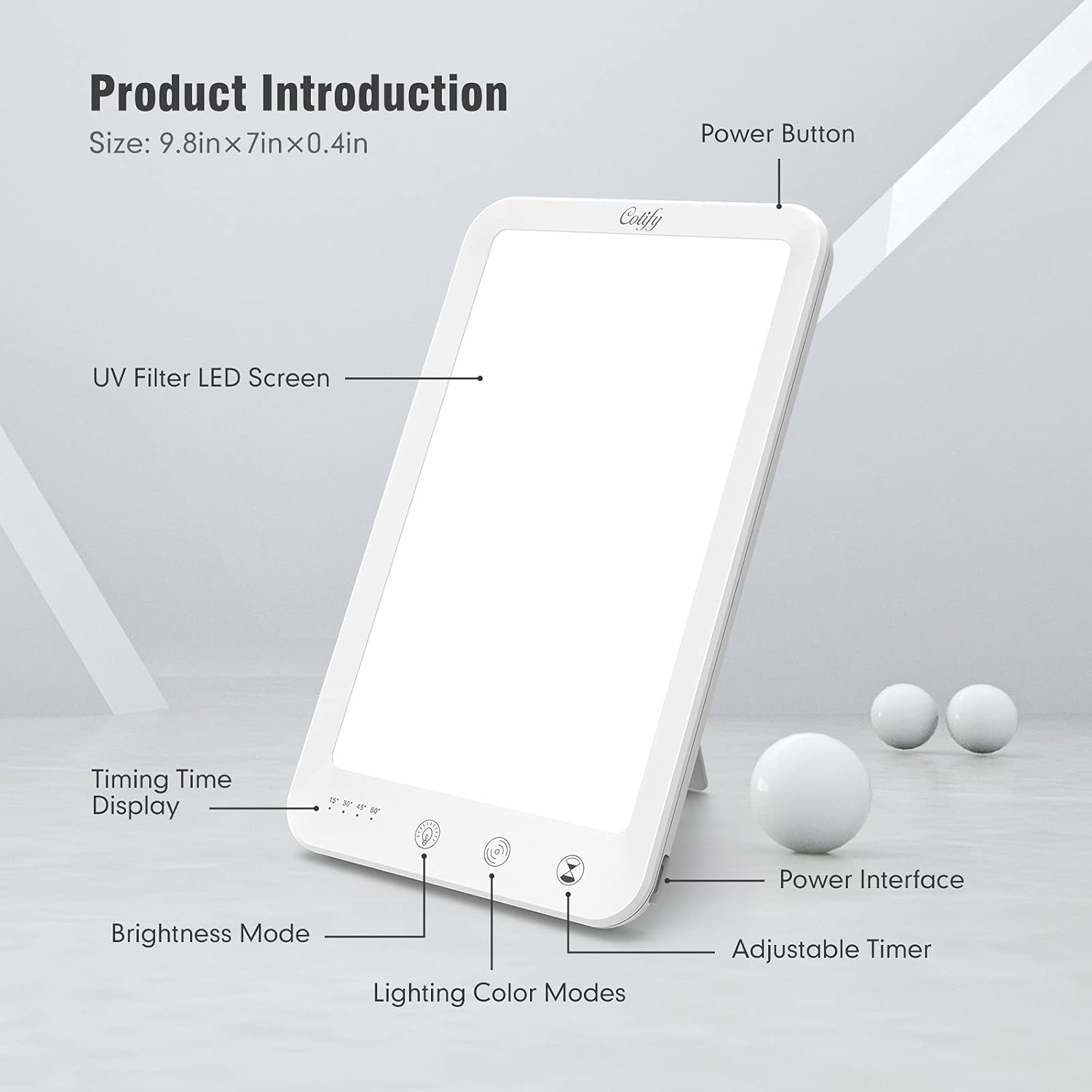 Light Therapy Lamp - Cotify UV-Free 10000 Lux Therapy Light, LED Sun Lamp with Large Size Screen, Bright White Light, Adjustable Brightness, Timer, and Memory Function for Home/Office Use : Health & Household