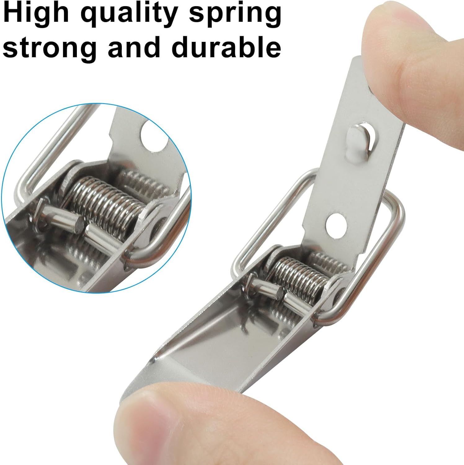 90 Degree Tool Box Hood Locks Latches with Lock Button - Heavy Duty Stainless Steel Cabinet Latch Toggle Catch for Boxes, Cabinets, Drawers & Trunks (8 Sets, Includes Mounting Screws)